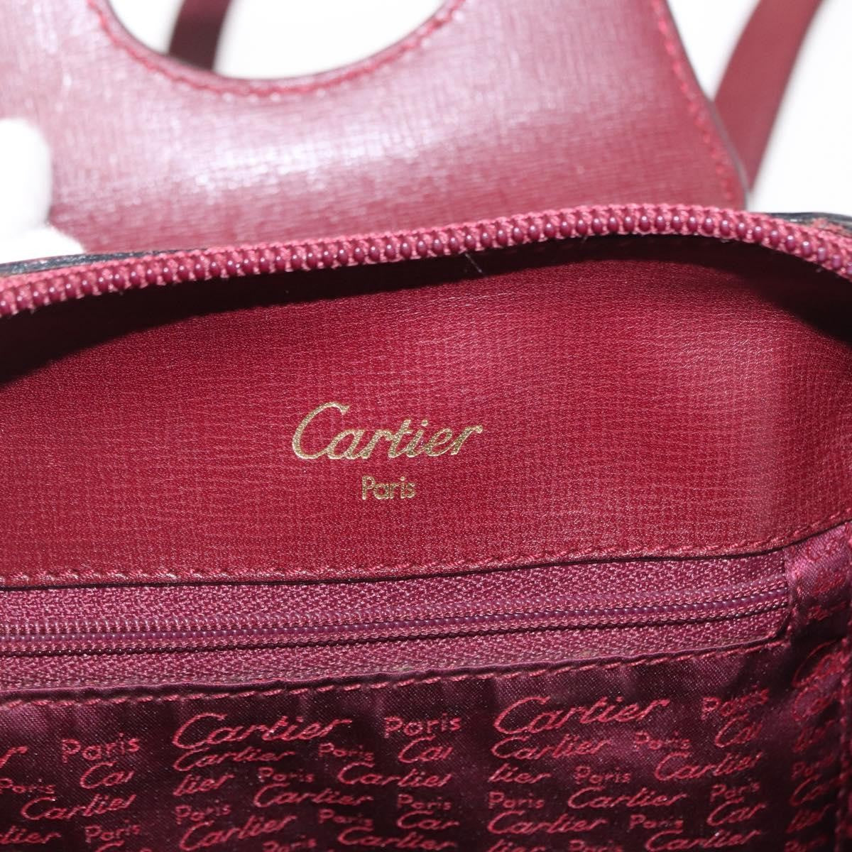 Cartier Happy Birthday Leather Burgundy Leather Backpack Bag (Pre-Owned)