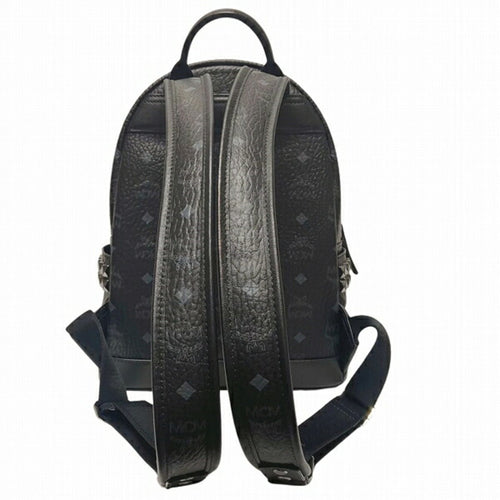 MCM Stark Visetos Black Leather Backpack Bag (Pre-Owned)