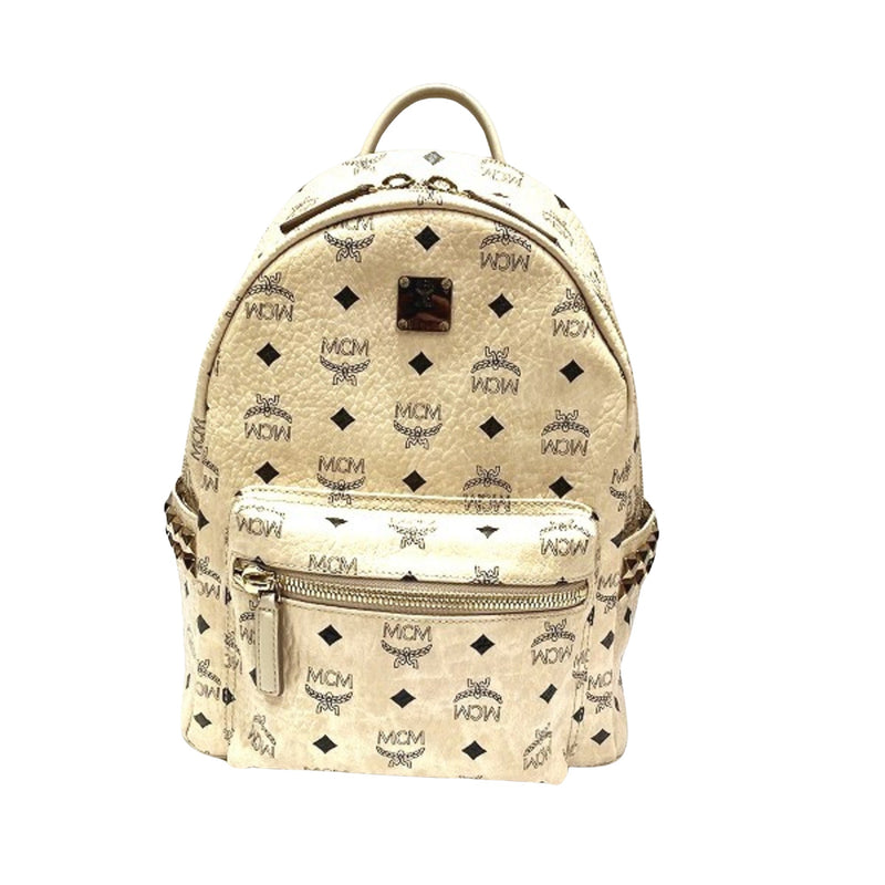 MCM Stark Gold Leather Backpack Bag (Pre-Owned)