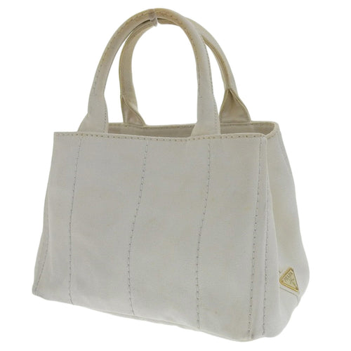 Prada Canapa White Canvas Tote Bag (Pre-Owned)