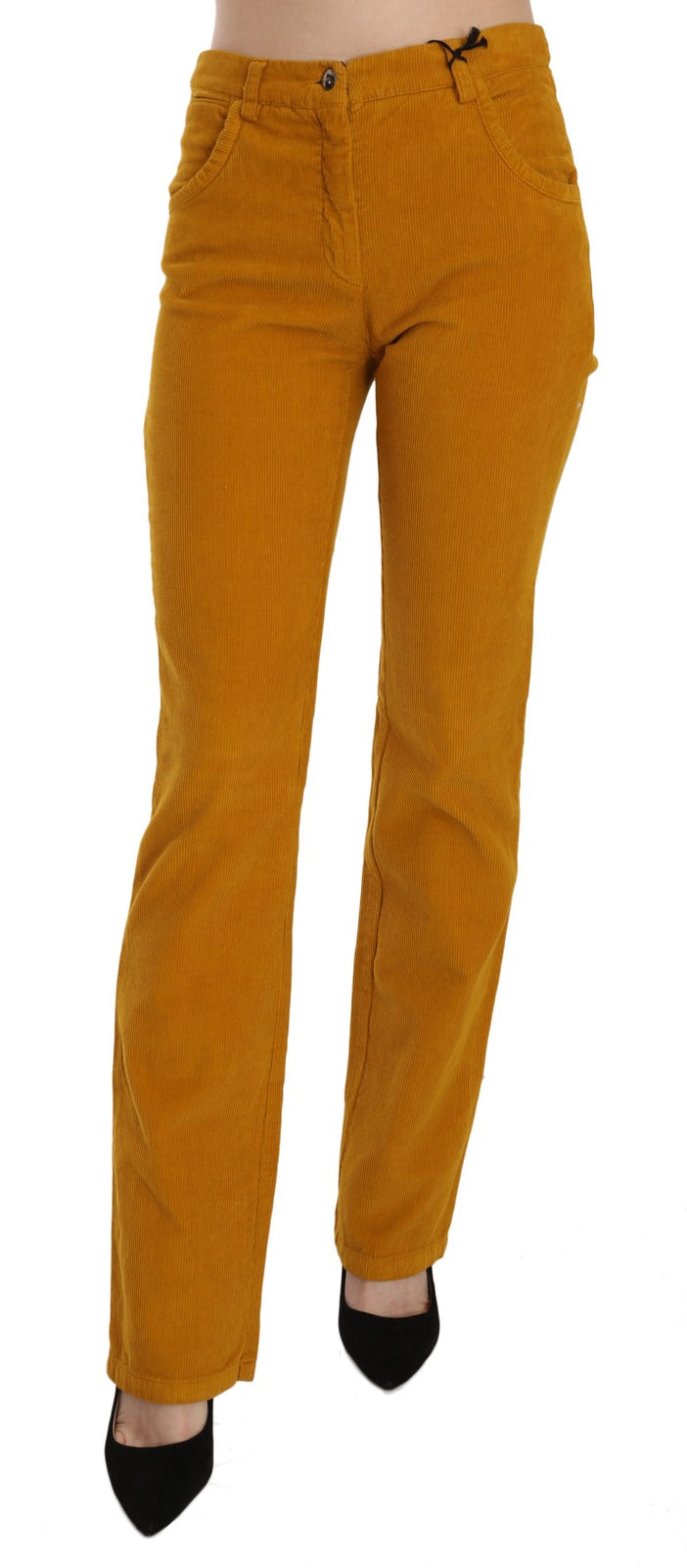 Costume National Orange High Waist Straight Trouser Women's Pants