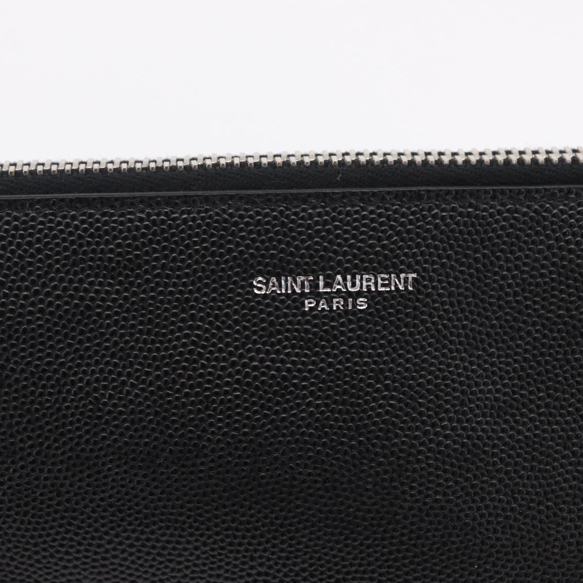 Saint Laurent Letters Zip Clutch Leather Black Leather Clutche & Pouche Bag (Pre-Owned)