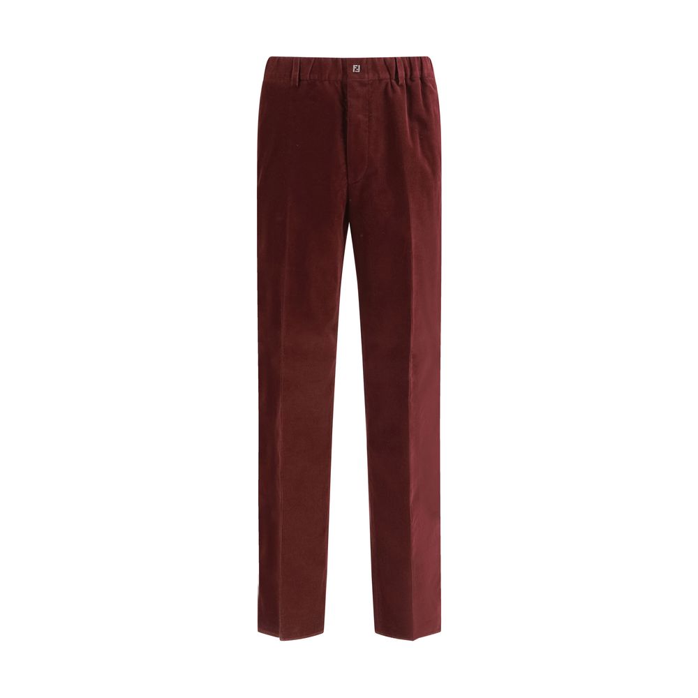 Fendi Bordeaux Cotton Casual Men's Pants