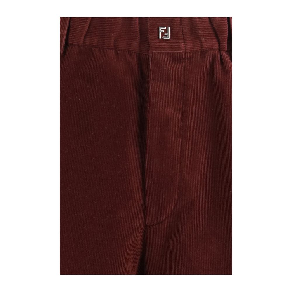 Fendi Bordeaux Cotton Casual Men's Pants