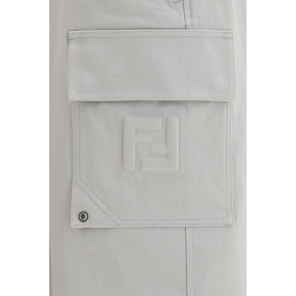 Fendi Silver Cotton Cargo Men's Pants