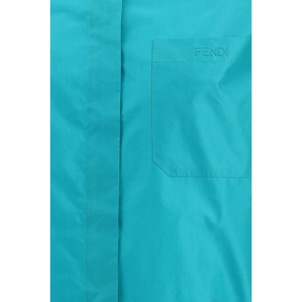 Fendi Blue Silk Dress Women's Shirt