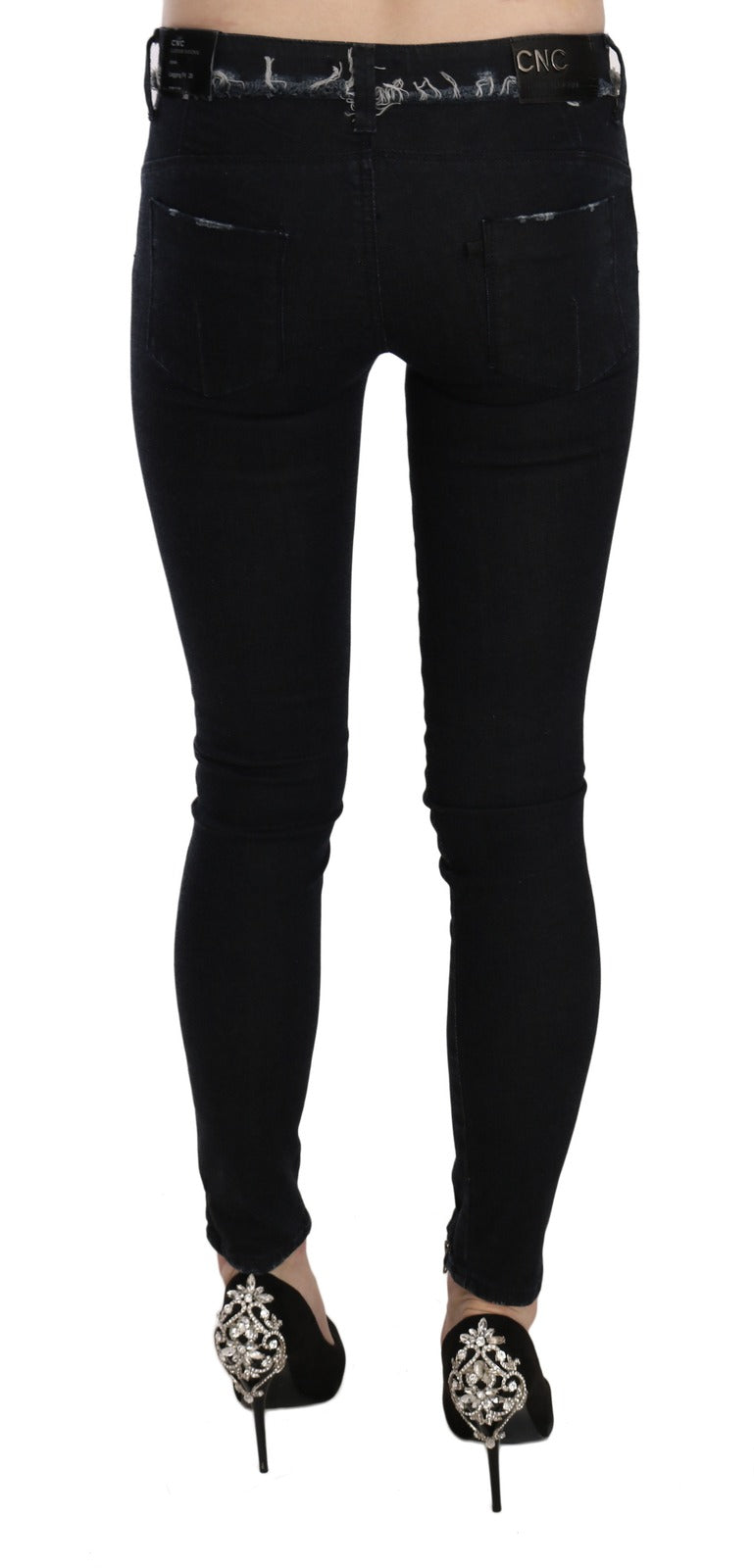 Costume National Black Low Waist Zipper Leg Skinny Denim Women's Jeans