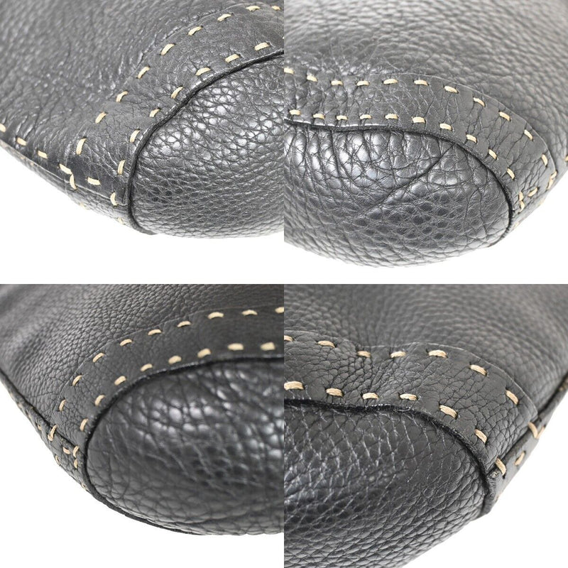 Fendi Selleria Black Leather Shoulder Bag (Pre-Owned)