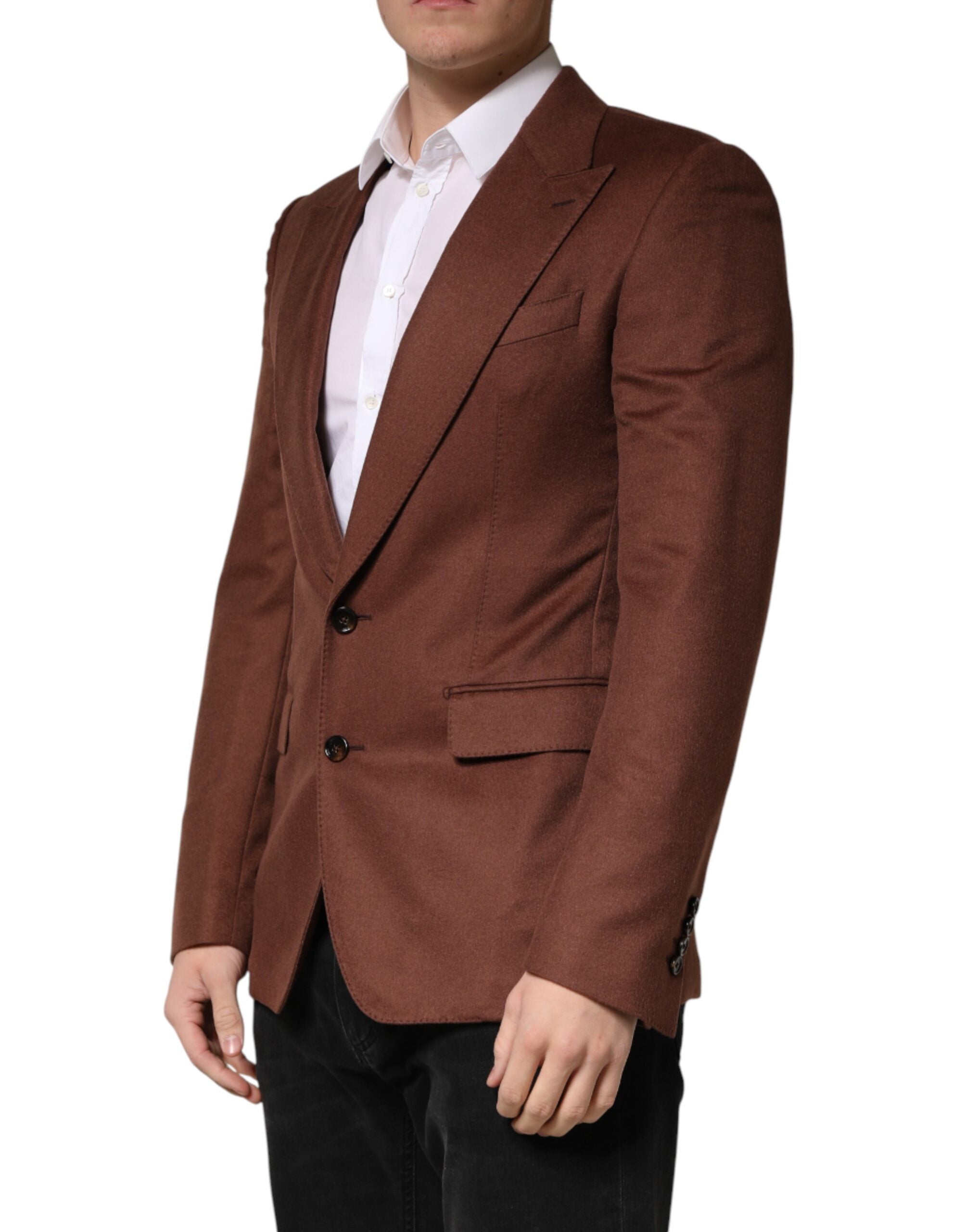 Dolce & Gabbana Brown Cashmere Single Breasted Jacket Men's Blazer