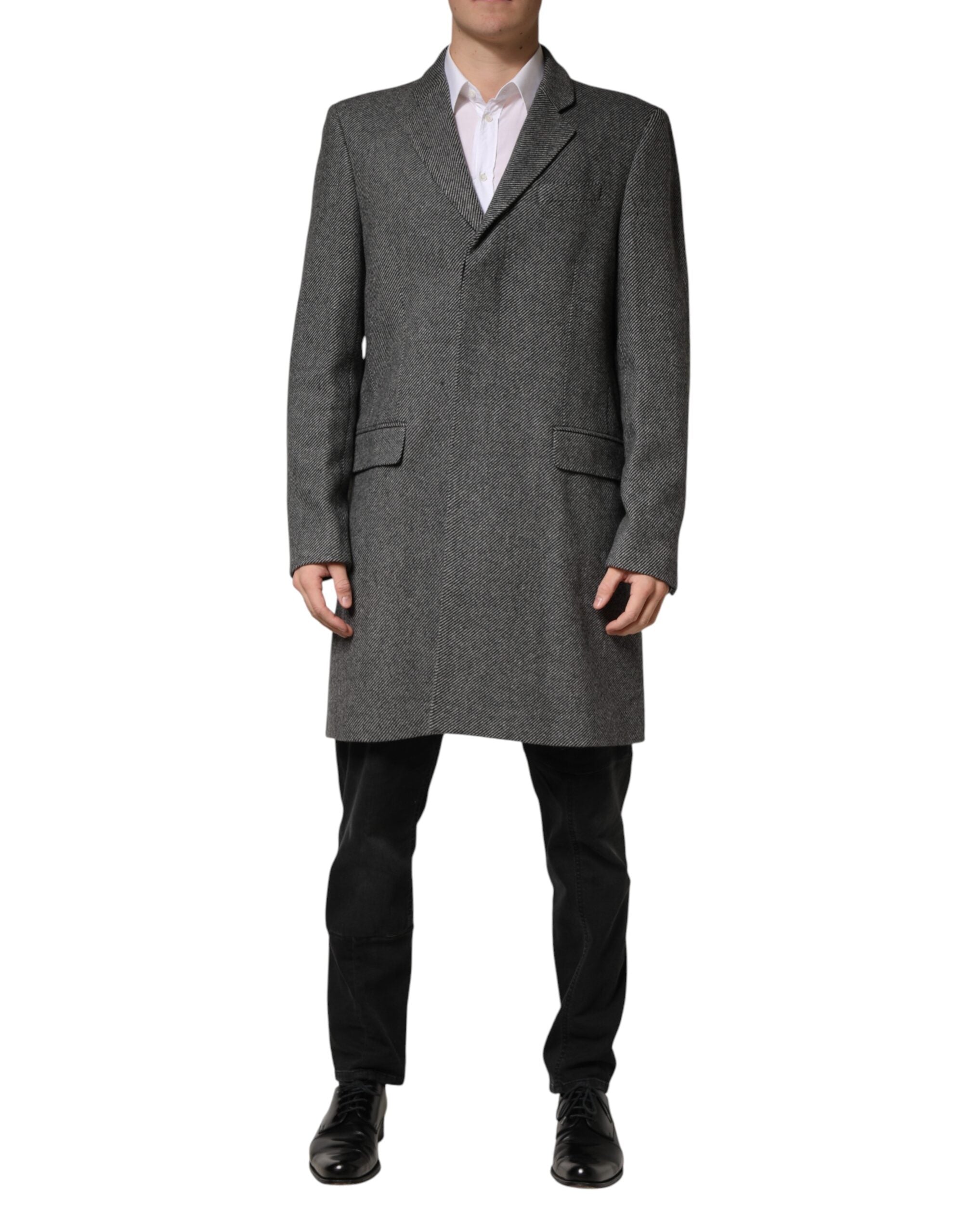 Dolce & Gabbana Gray Single Breasted Men Trench Coat Men's Jacket