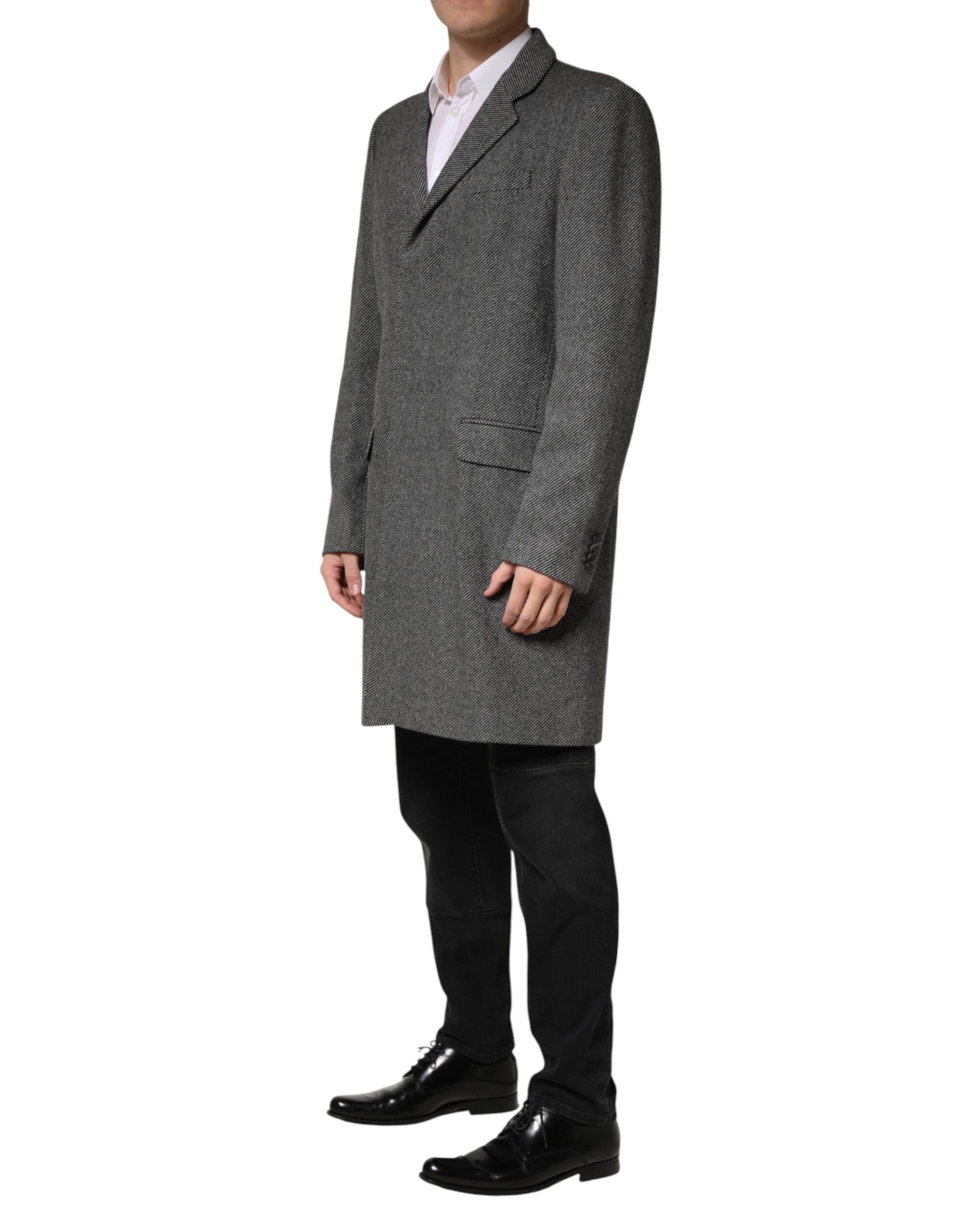 Dolce & Gabbana Gray Single Breasted Men Trench Coat Men's Jacket