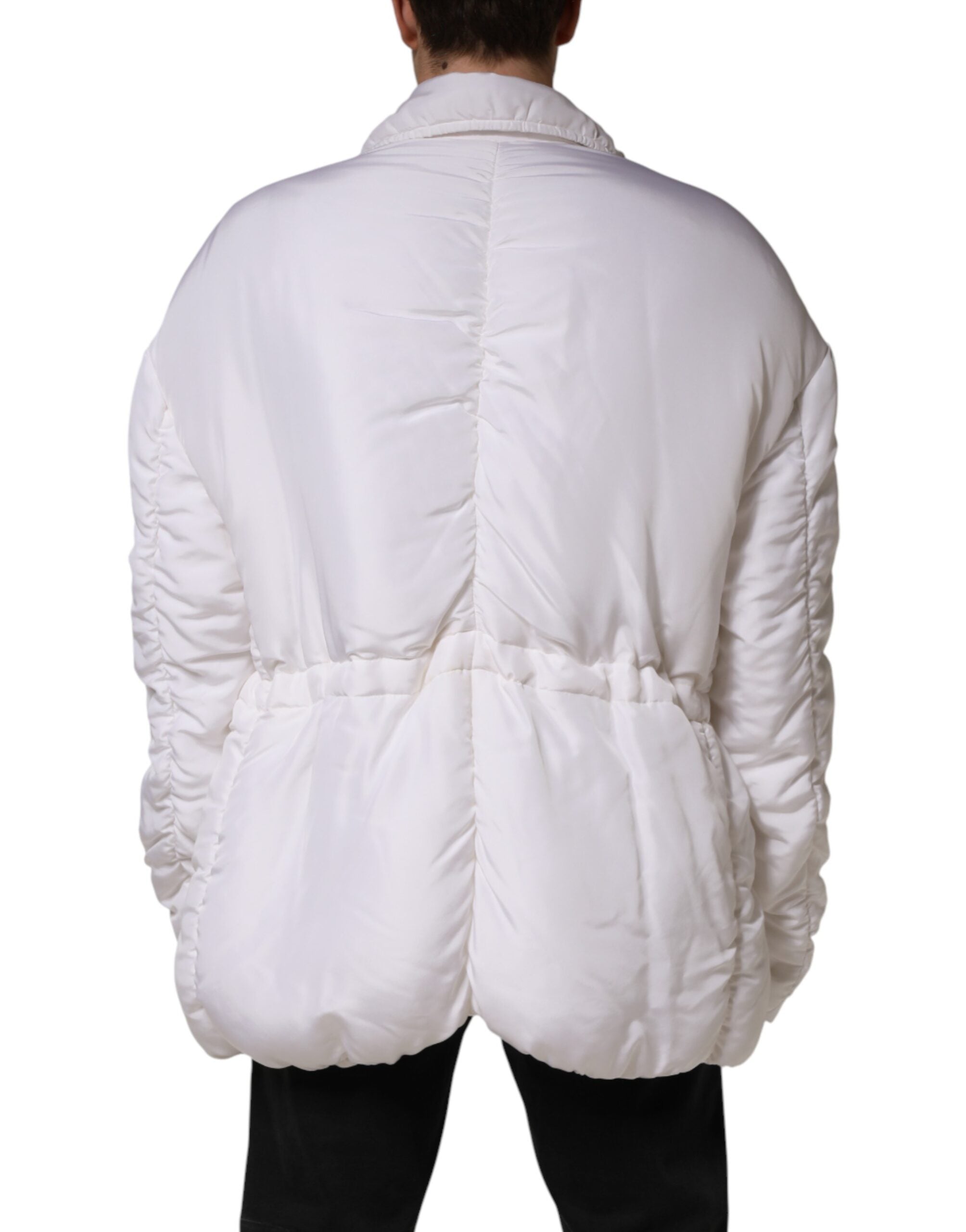 Dolce & Gabbana White Silk Padded Parka Men Coat Men's Jacket (Pre-Owned)
