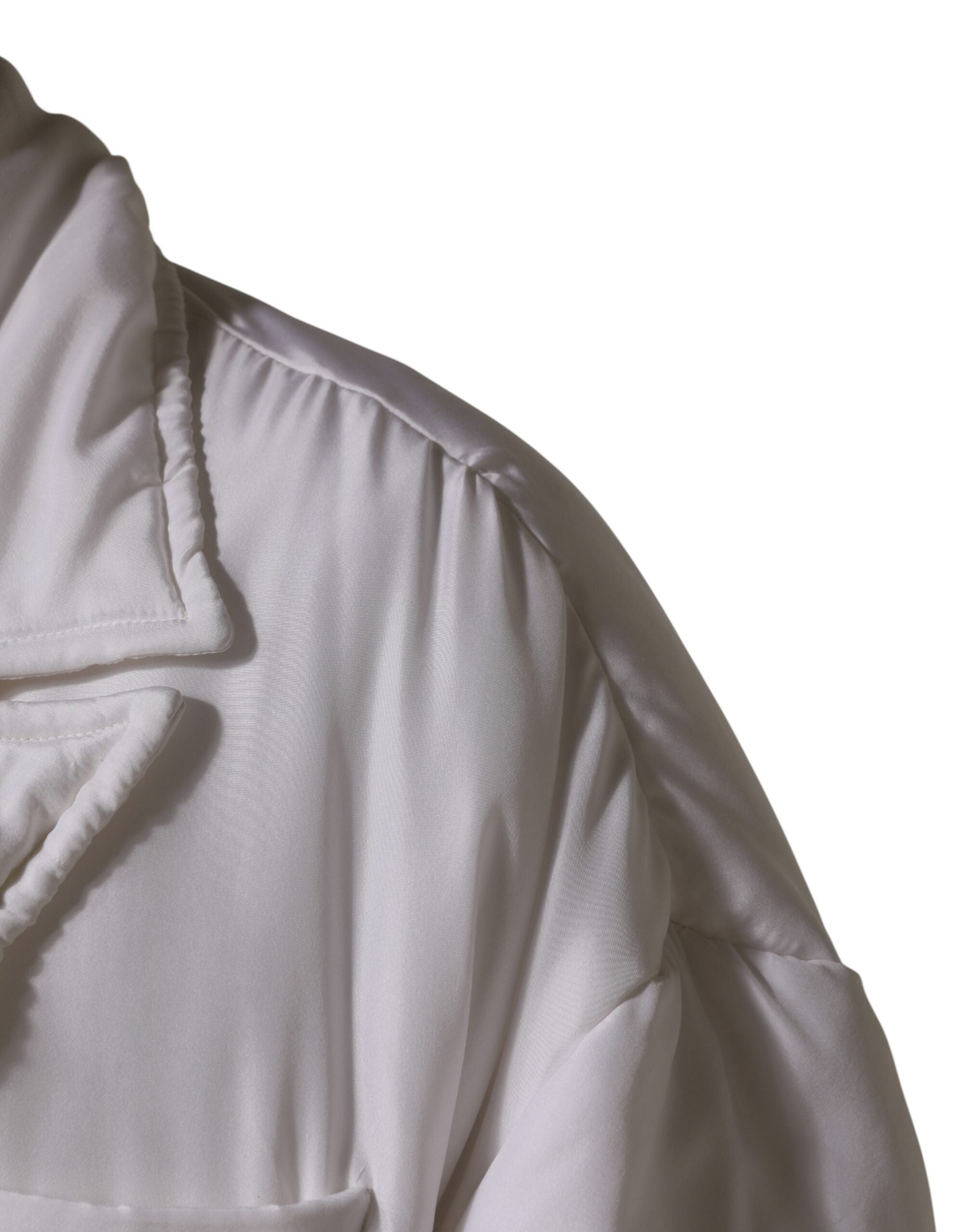 Dolce & Gabbana White Silk Padded Parka Men Coat Men's Jacket (Pre-Owned)
