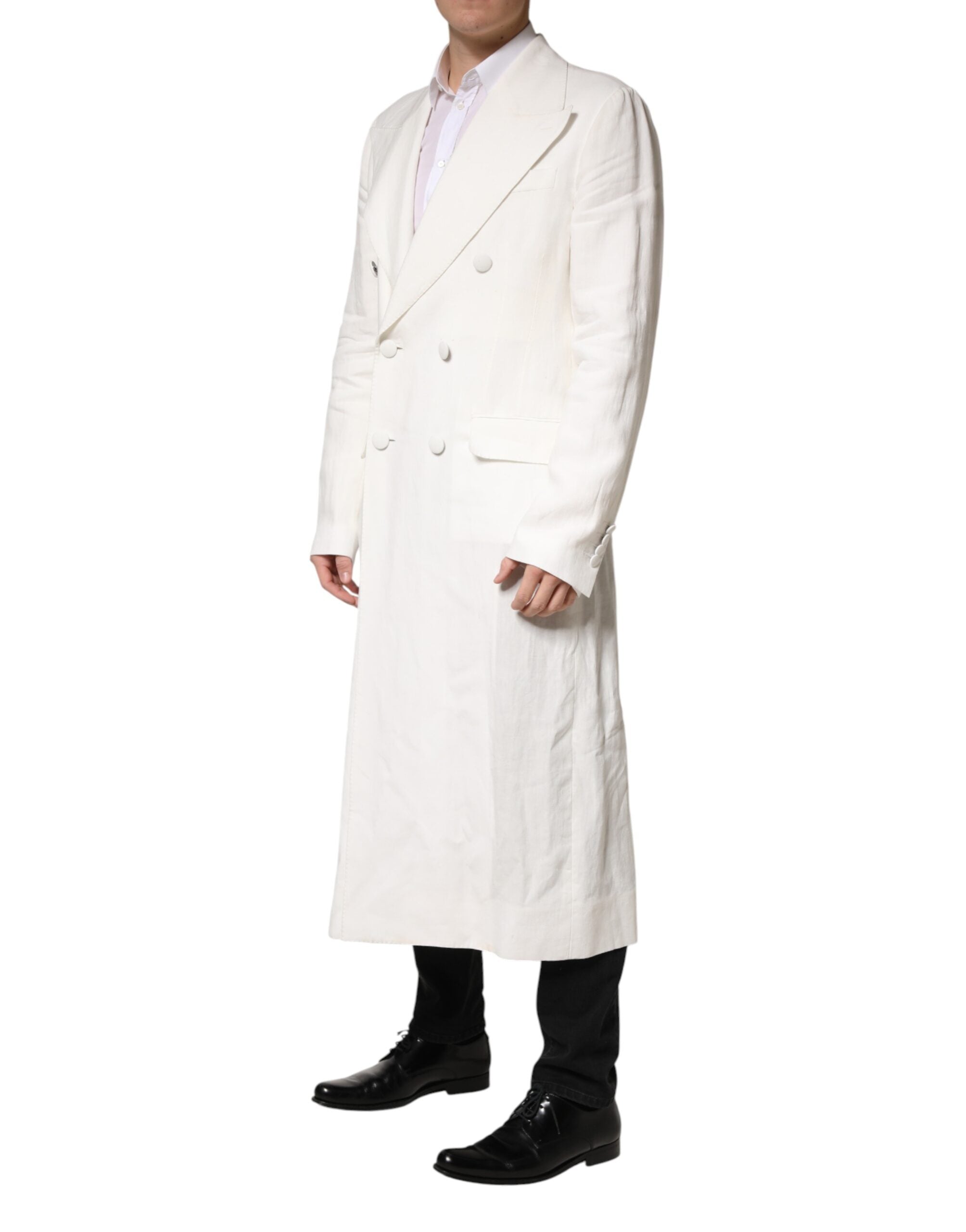 Dolce & Gabbana White Double Breasted Men Trench Coat Men's Jacket (Pre-Owned)