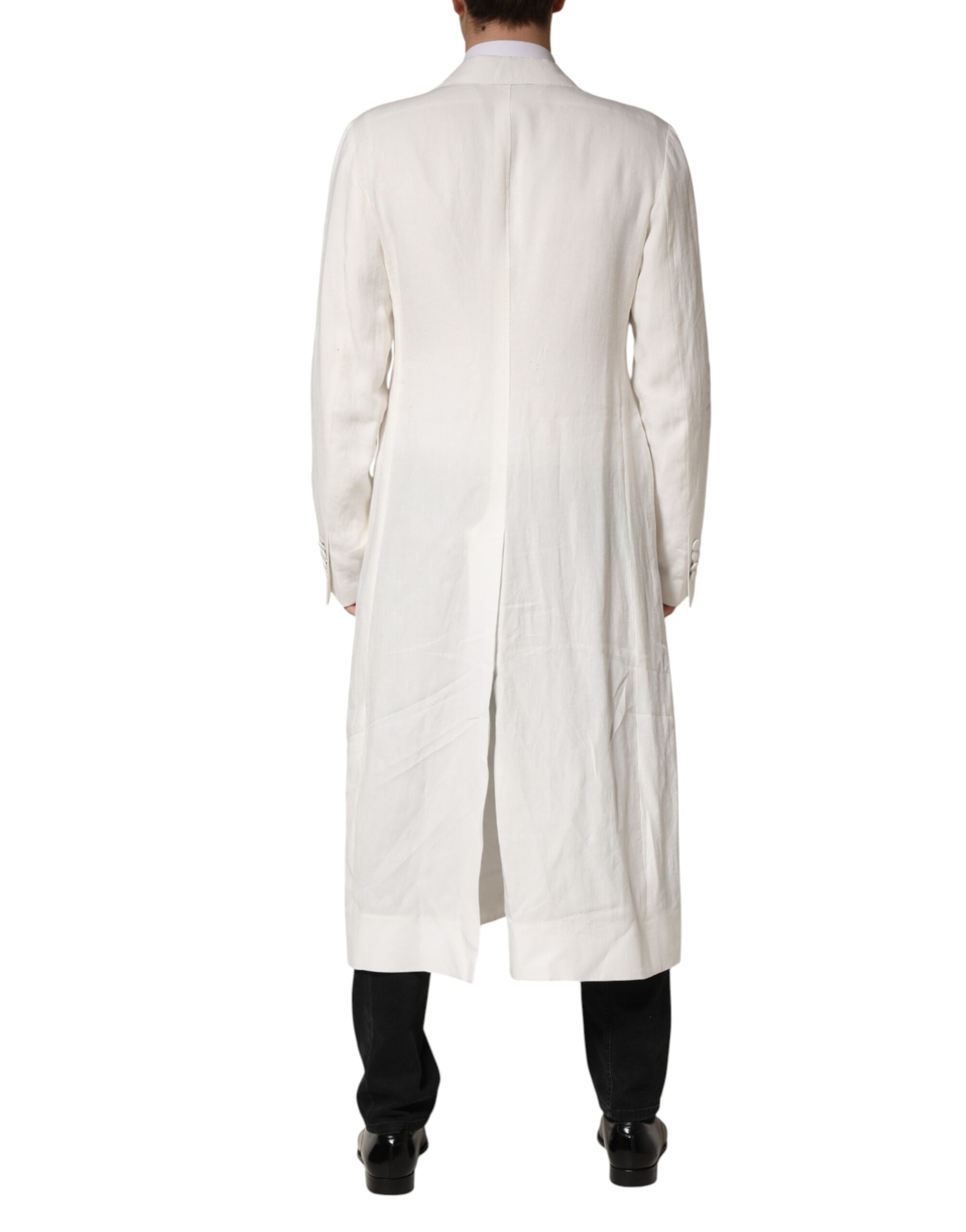 Dolce & Gabbana White Double Breasted Men Trench Coat Men's Jacket (Pre-Owned)