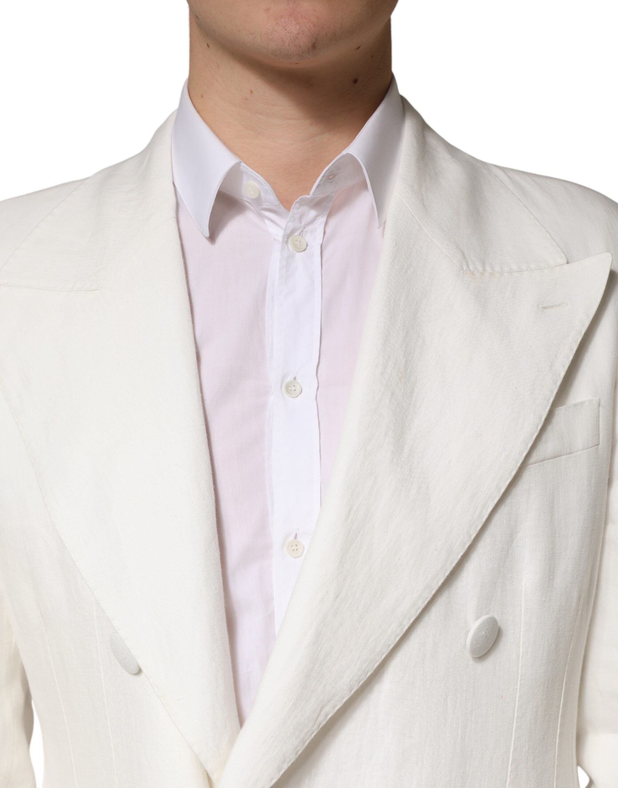 Dolce & Gabbana White Double Breasted Men Trench Coat Men's Jacket (Pre-Owned)