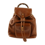 Gucci Bamboo Brown Leather Backpack Bag (Pre-Owned)