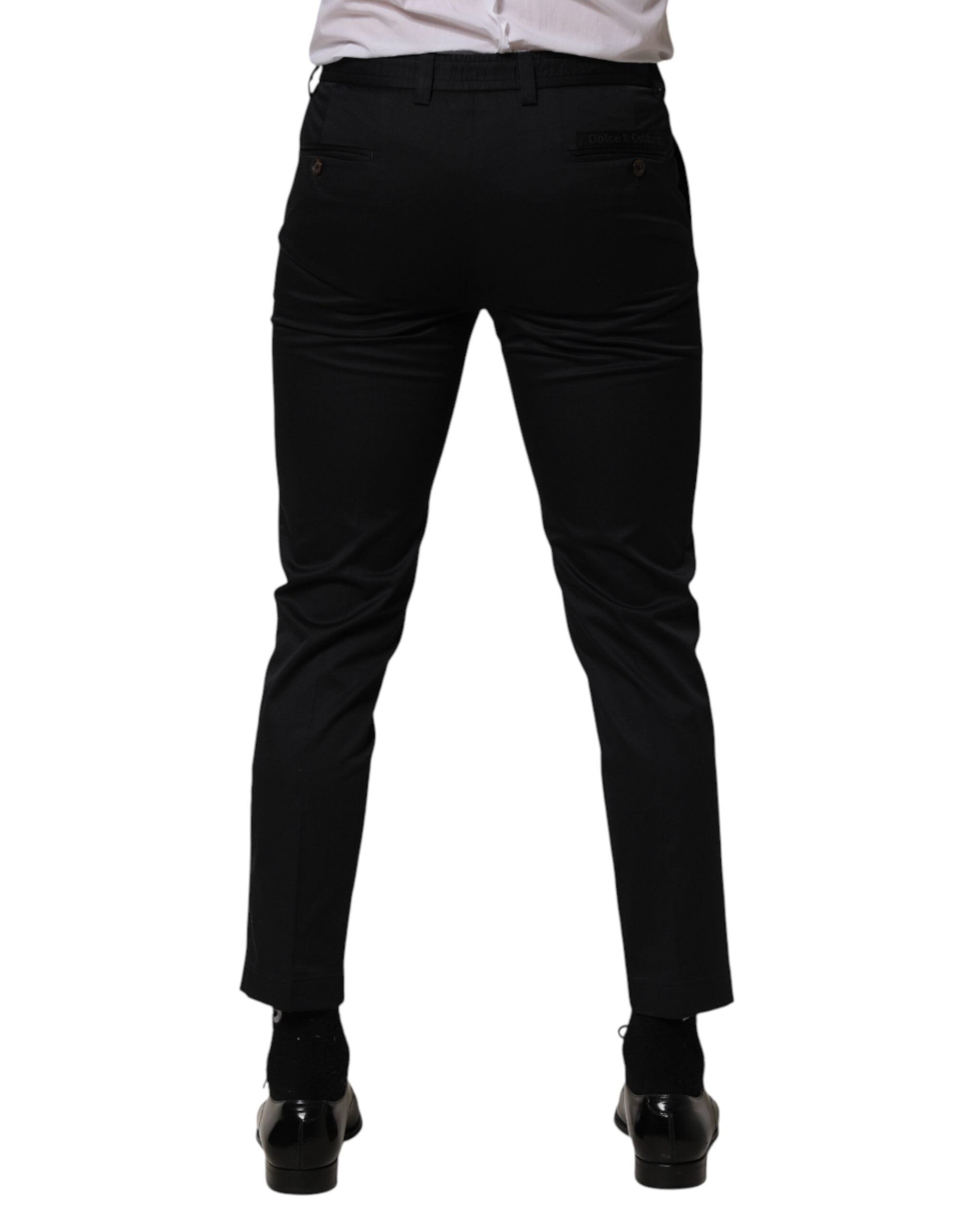 Dolce & Gabbana Dark Blue Cotton Skinny Dress Trouser Men's Pants