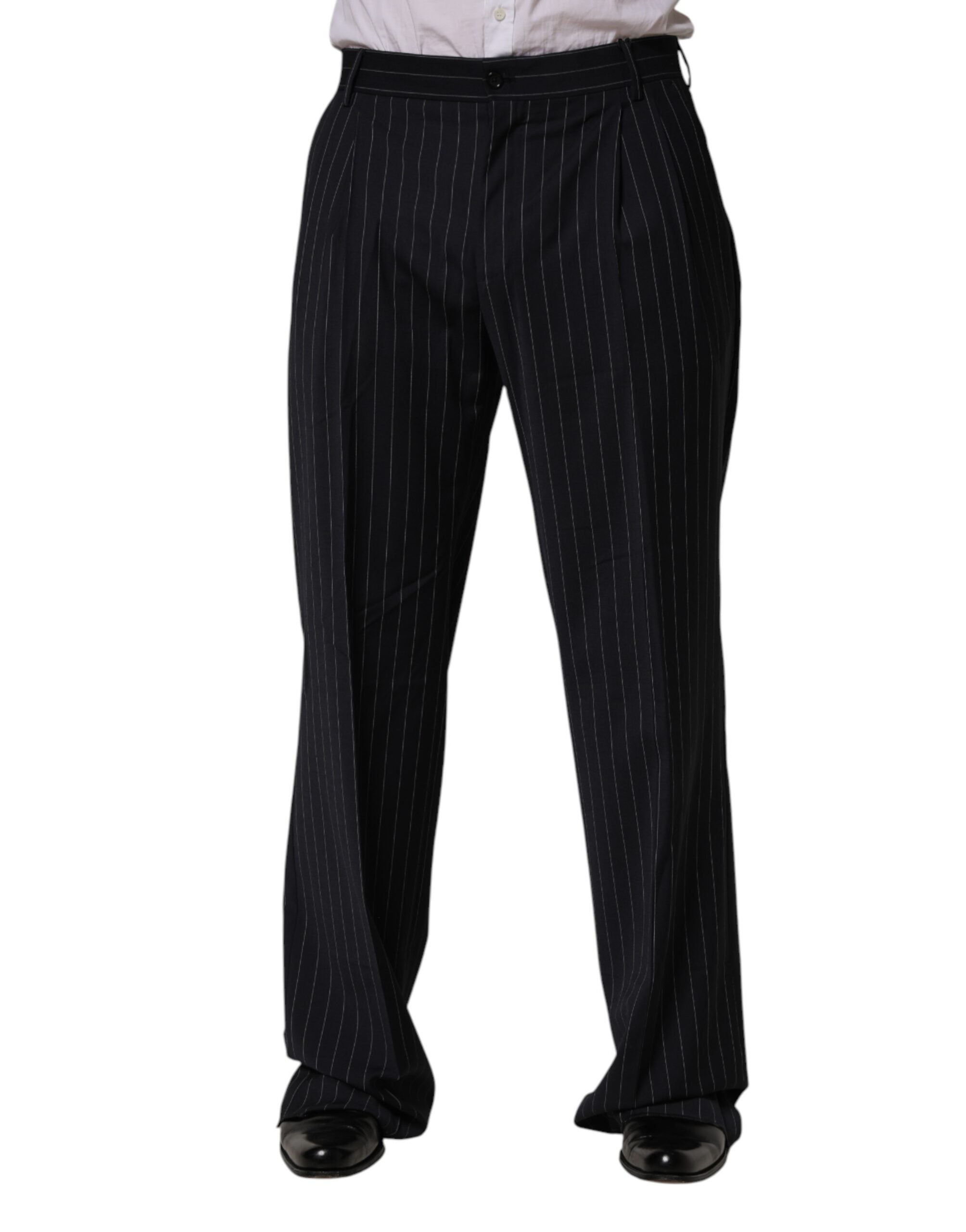 Dolce & Gabbana Black Stripe Straight Men Dress Trouser Men's Pants