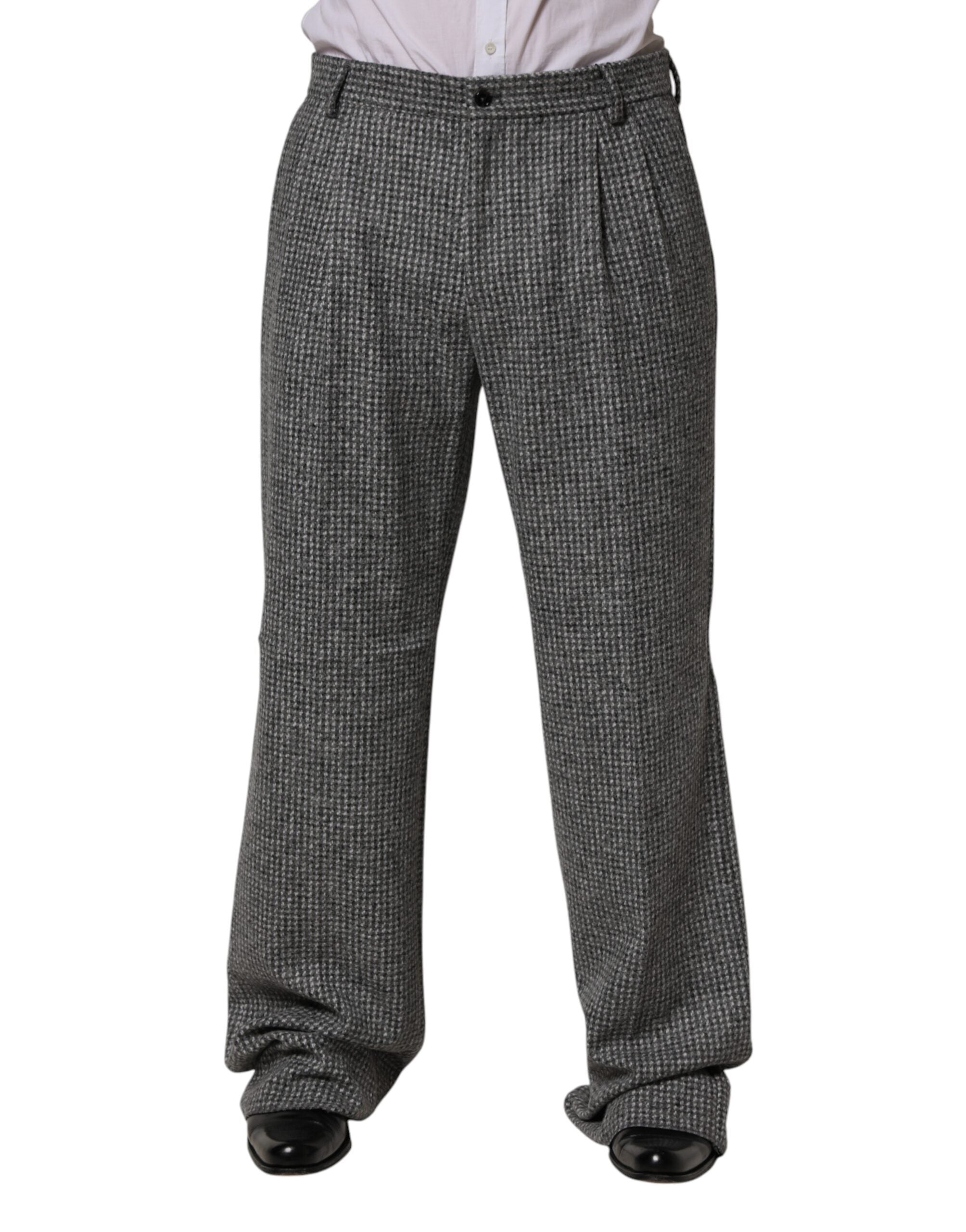 Dolce & Gabbana Gray Houndstooth Straight Dress Trouser Men's Pants