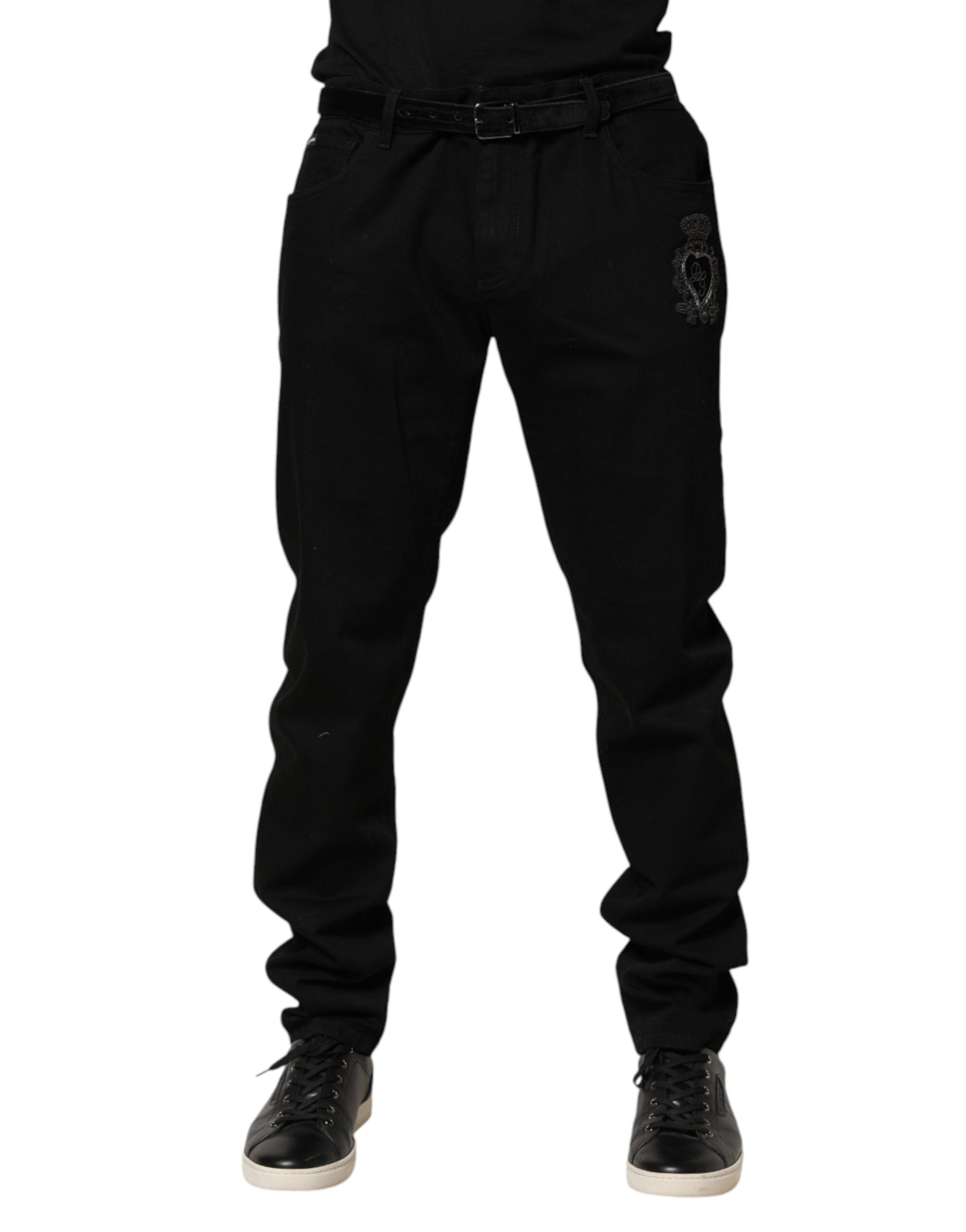 Dolce & Gabbana Black Sacred Heart Skinny Men Denim Men's Jeans