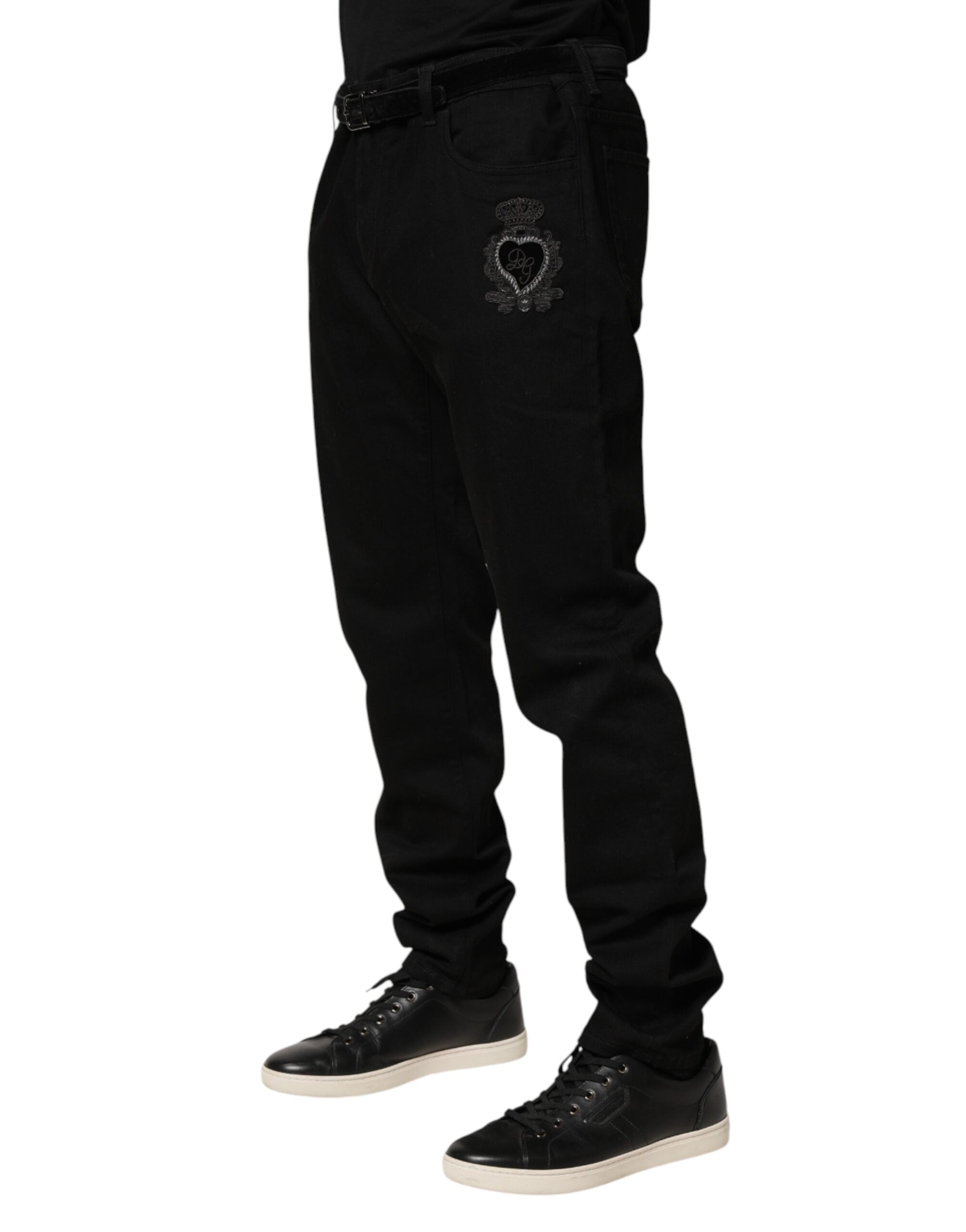 Dolce & Gabbana Black Sacred Heart Skinny Men Denim Men's Jeans