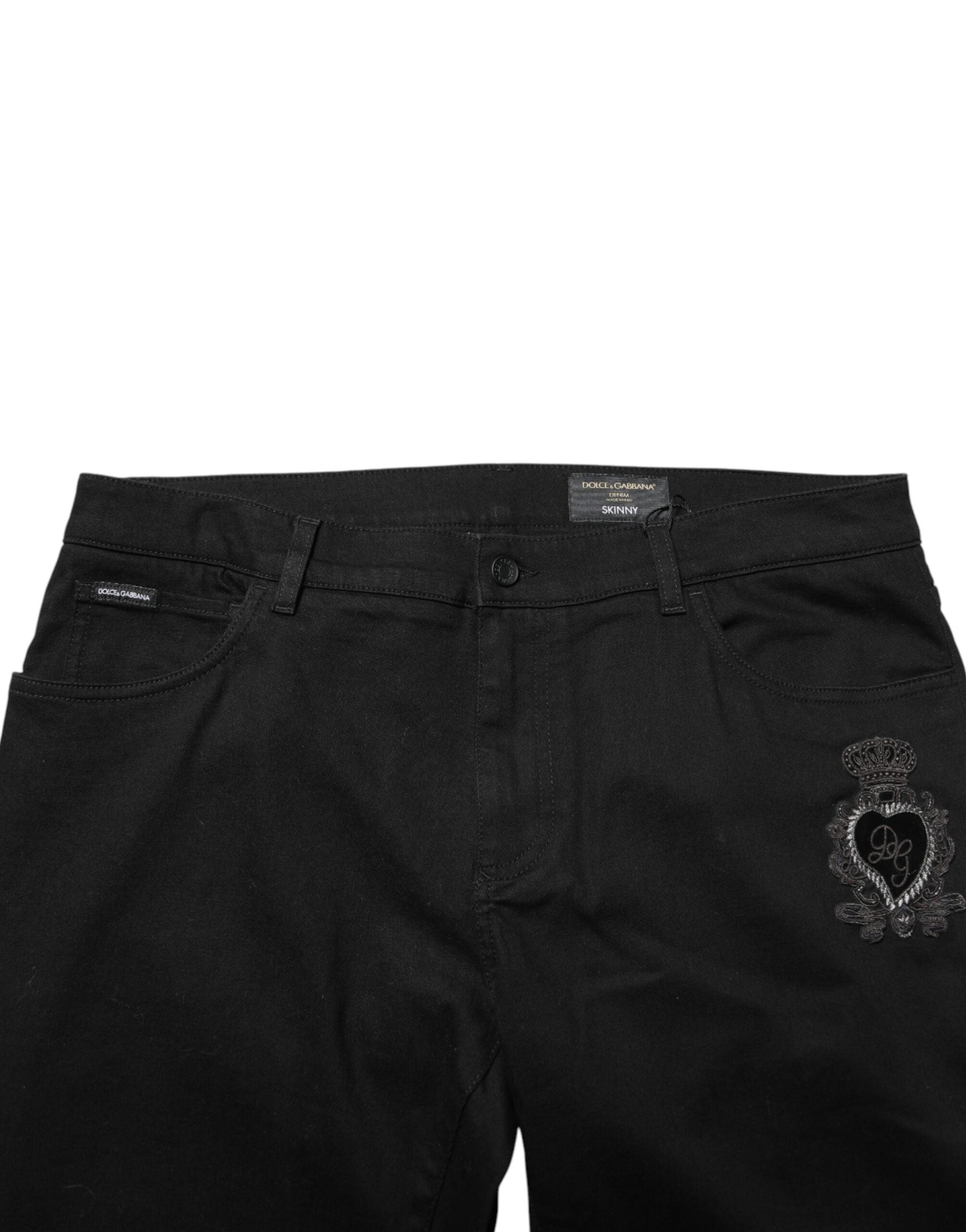Dolce & Gabbana Black Sacred Heart Skinny Men Denim Men's Jeans