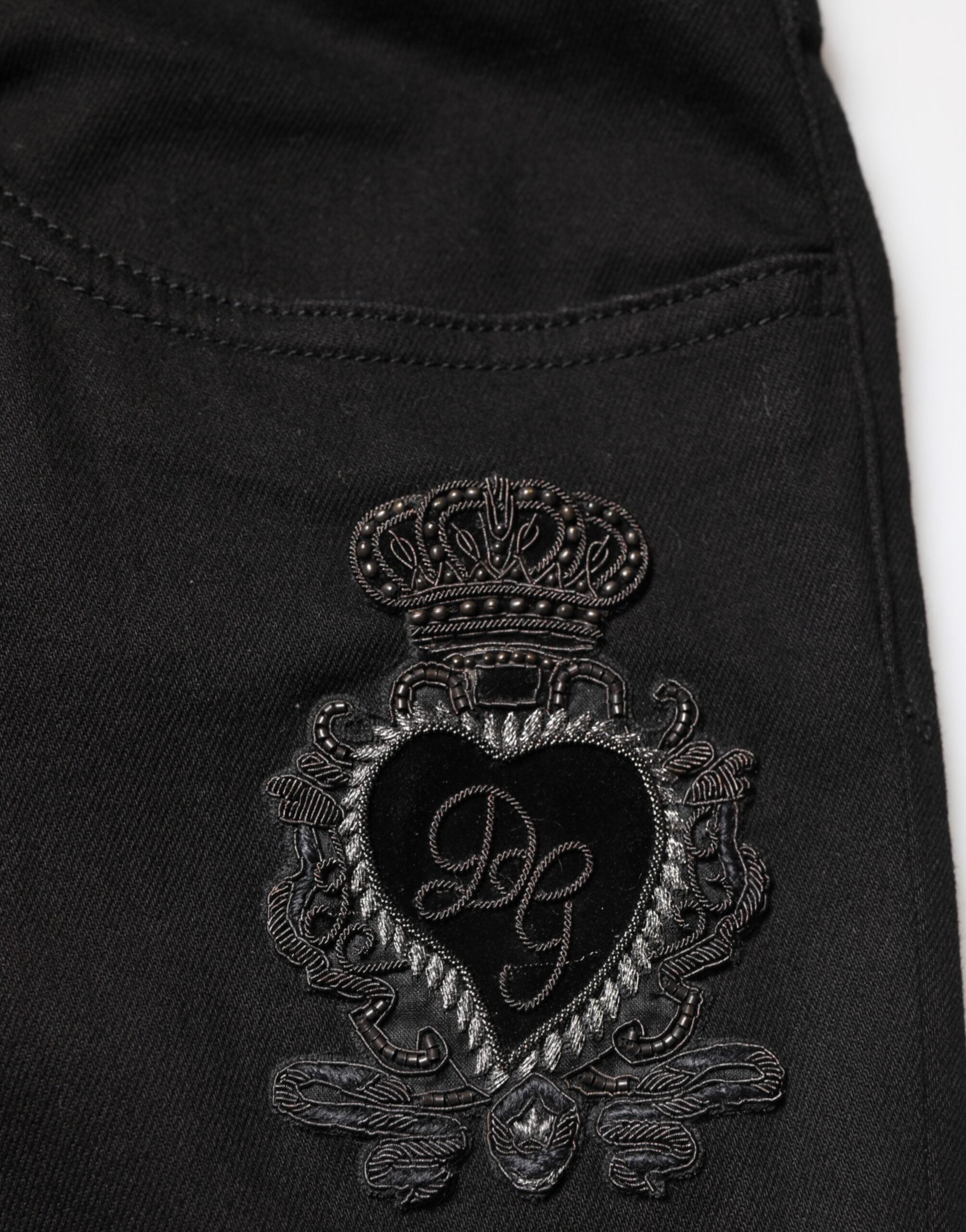 Dolce & Gabbana Black Sacred Heart Skinny Men Denim Men's Jeans