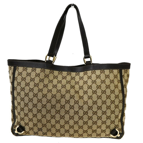 Gucci Gg Pattern Beige Canvas Tote Bag (Pre-Owned)