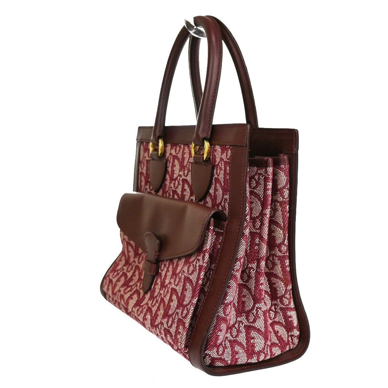 Dior Trotter Burgundy Canvas Handbag (Pre-Owned)