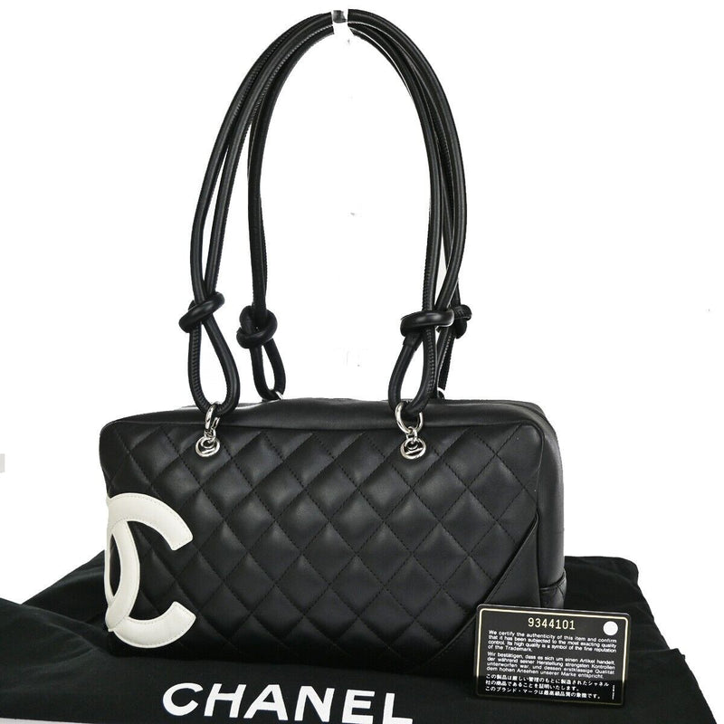 Chanel Cambon Black Leather Shoulder Bag (Pre-Owned)