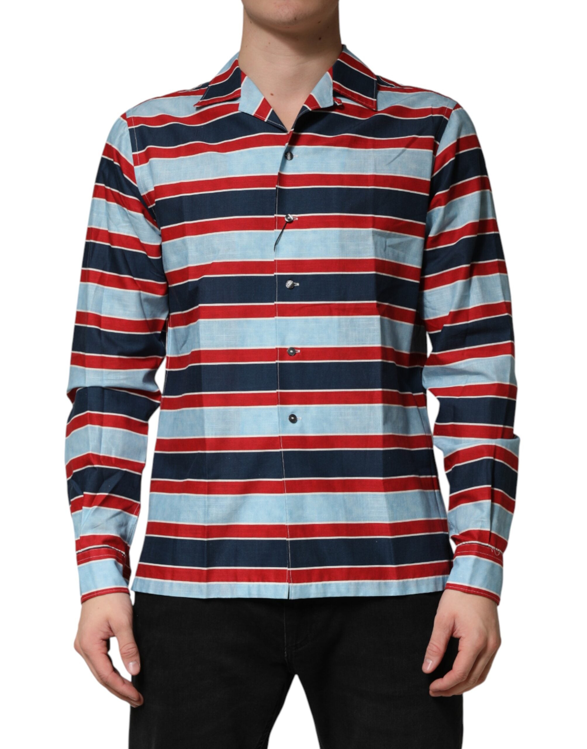 Dolce & Gabbana Multicolor Stripes Cotton Men Button Down Men's Shirt