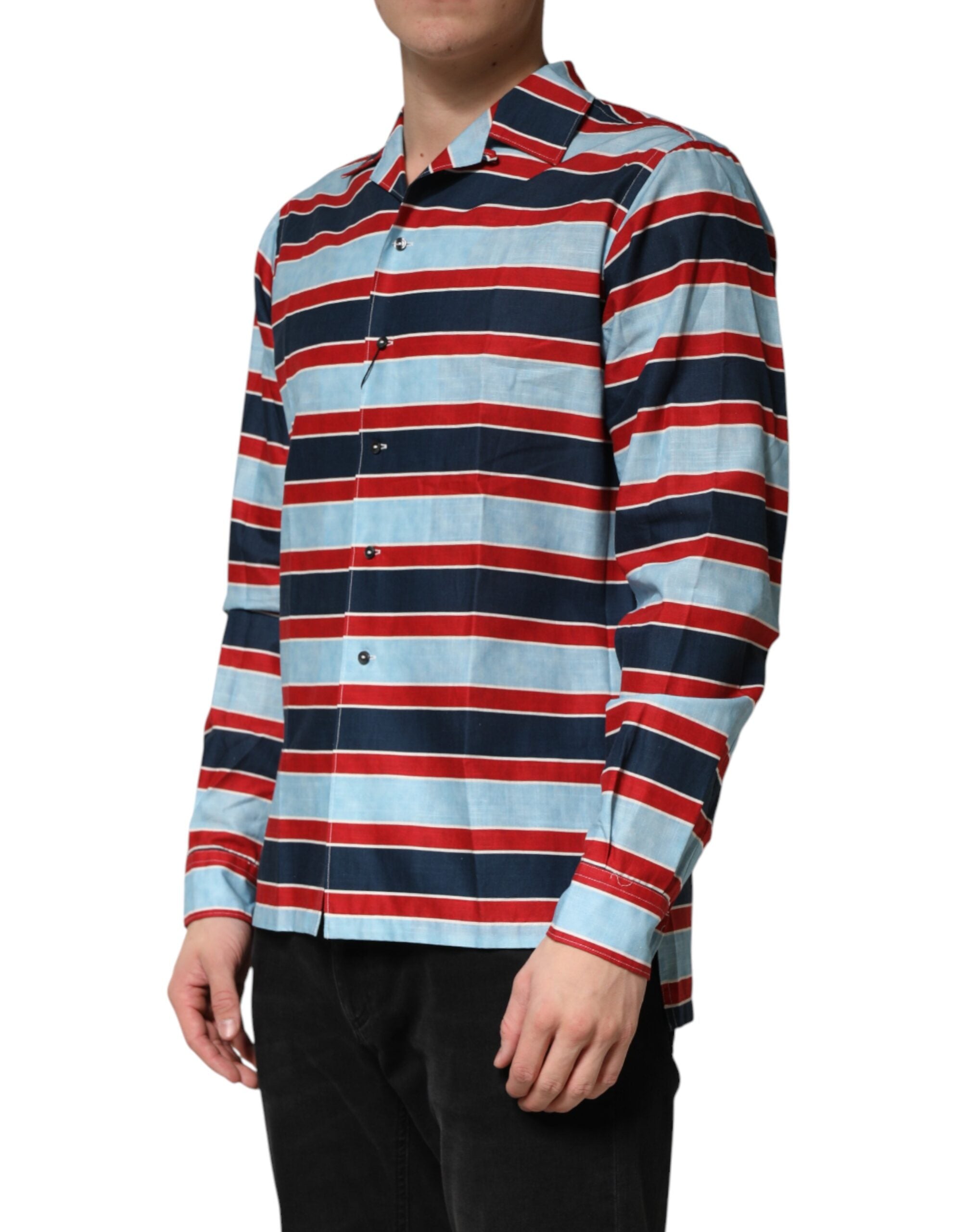 Dolce & Gabbana Multicolor Stripes Cotton Men Button Down Men's Shirt