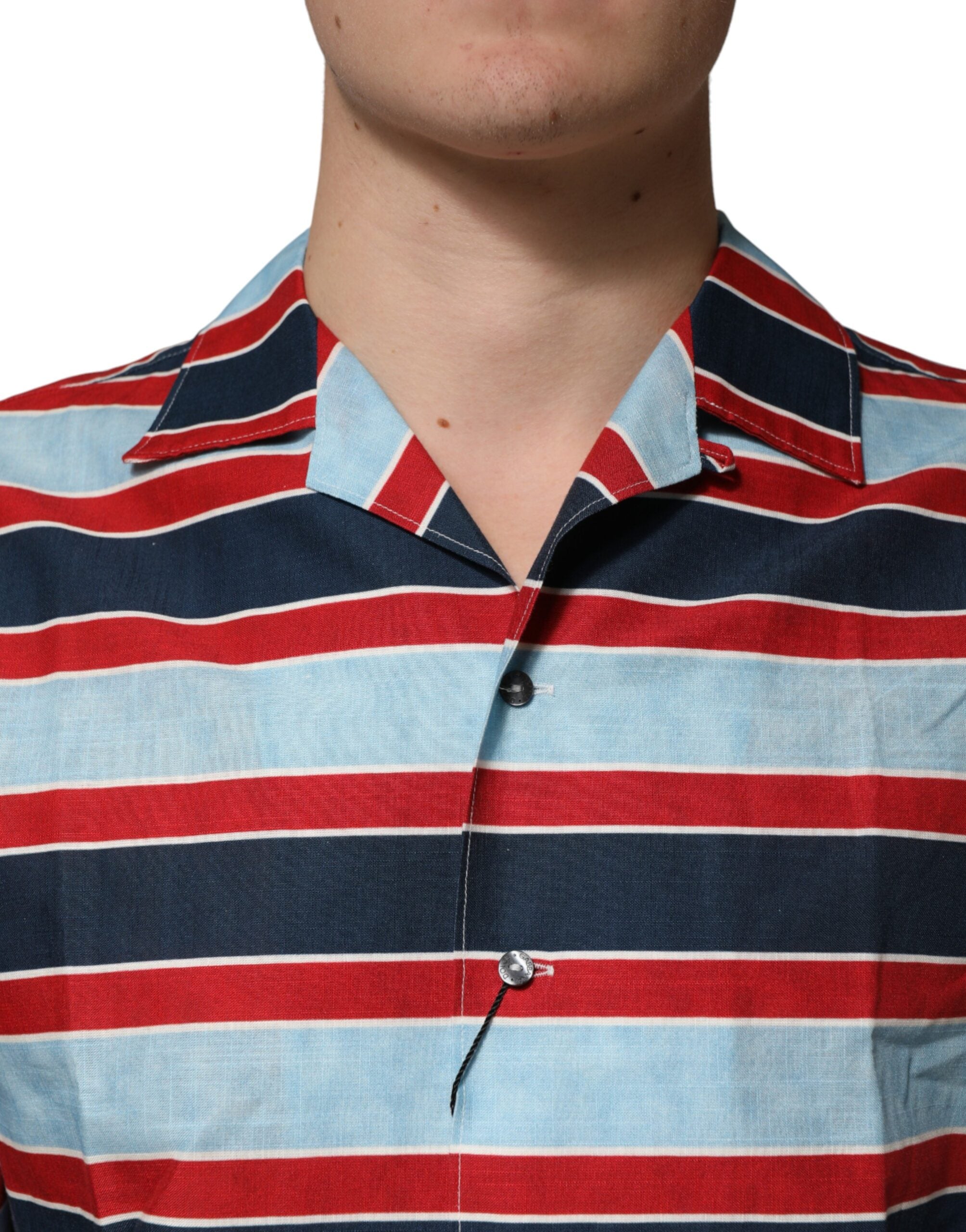 Dolce & Gabbana Multicolor Stripes Cotton Men Button Down Men's Shirt