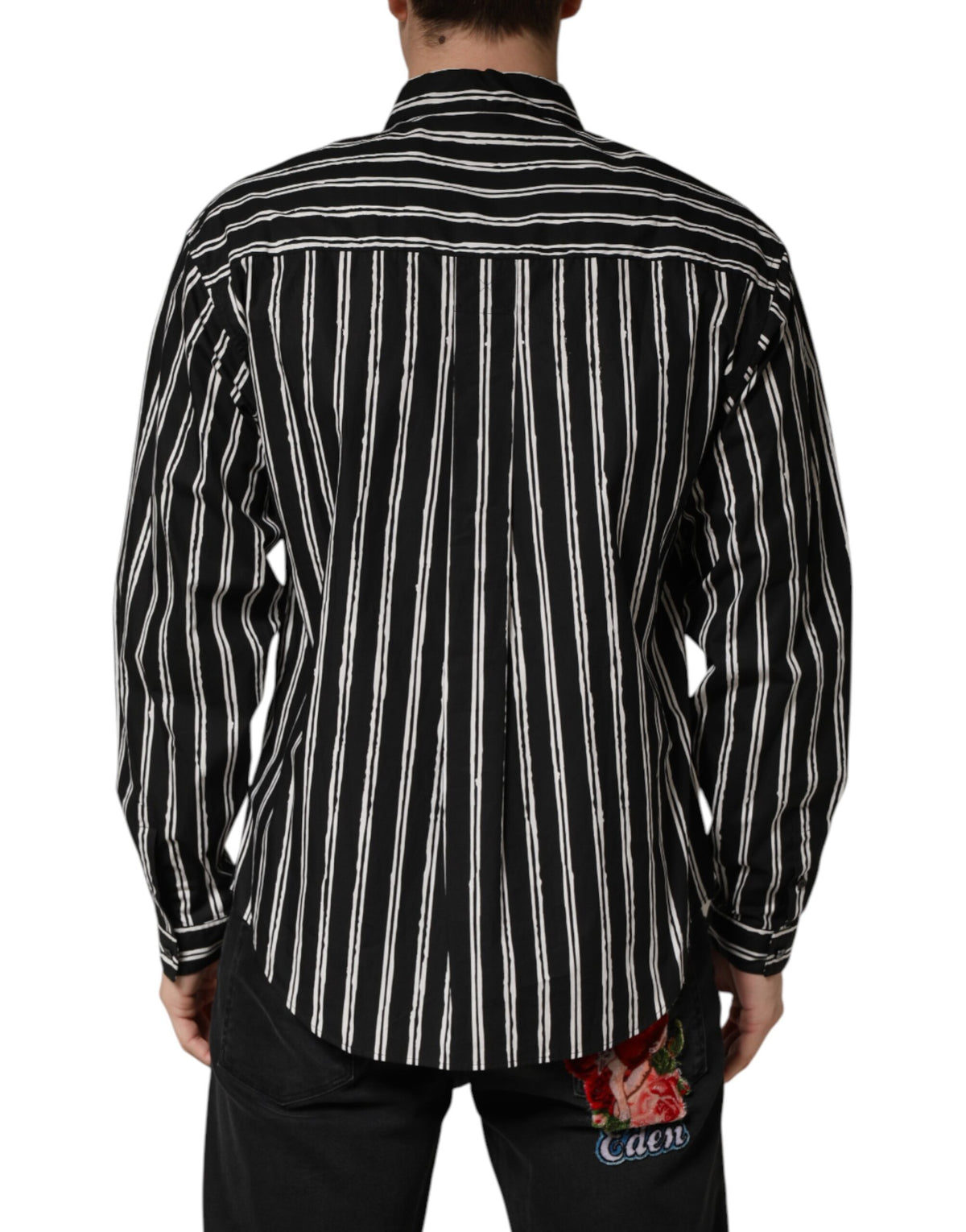 Dolce & Gabbana Black Stripes Cotton Men Formal Dress Men's Shirt