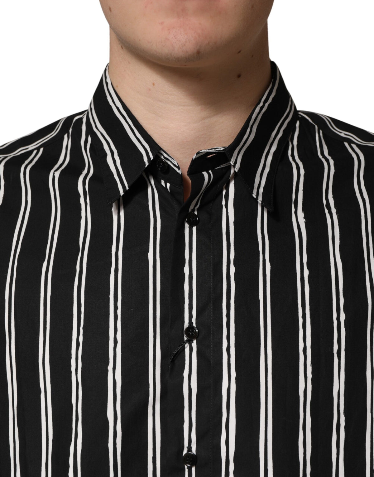 Dolce & Gabbana Black Stripes Cotton Men Formal Dress Men's Shirt