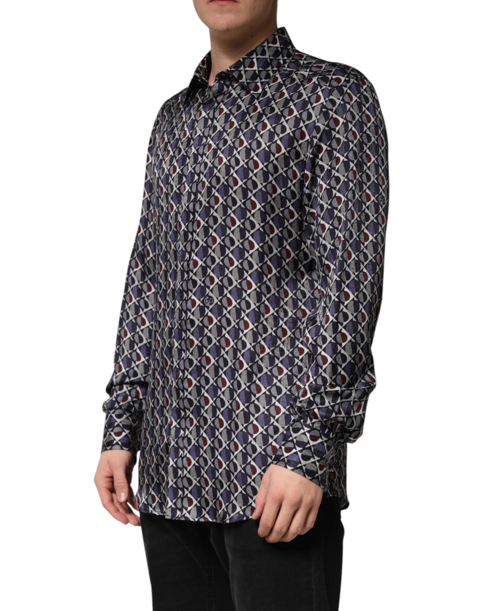 Dolce & Gabbana Multicolor Patterned Collared GOLD Men Dress Men's Shirt