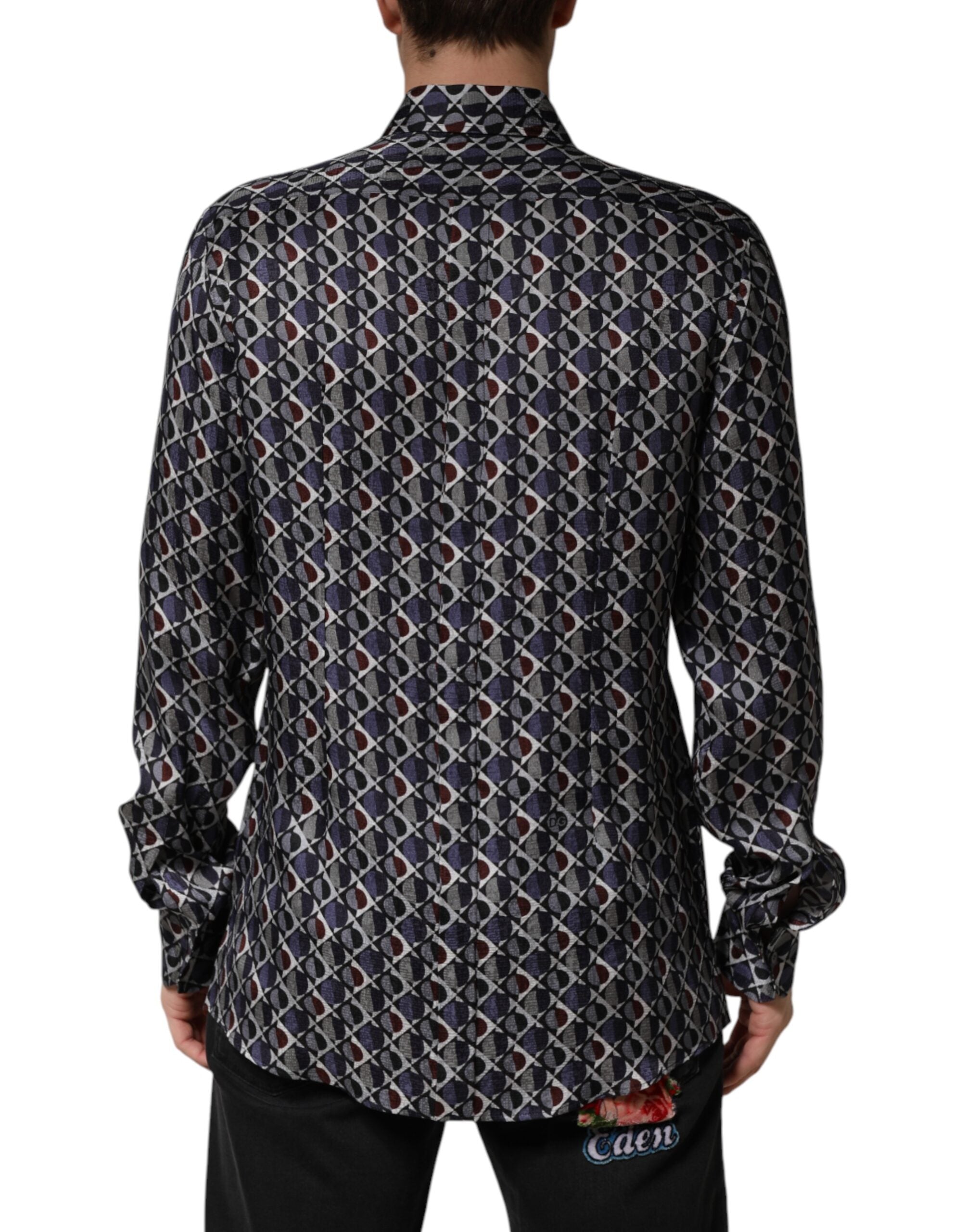 Dolce & Gabbana Multicolor Patterned Collared GOLD Men Dress Men's Shirt
