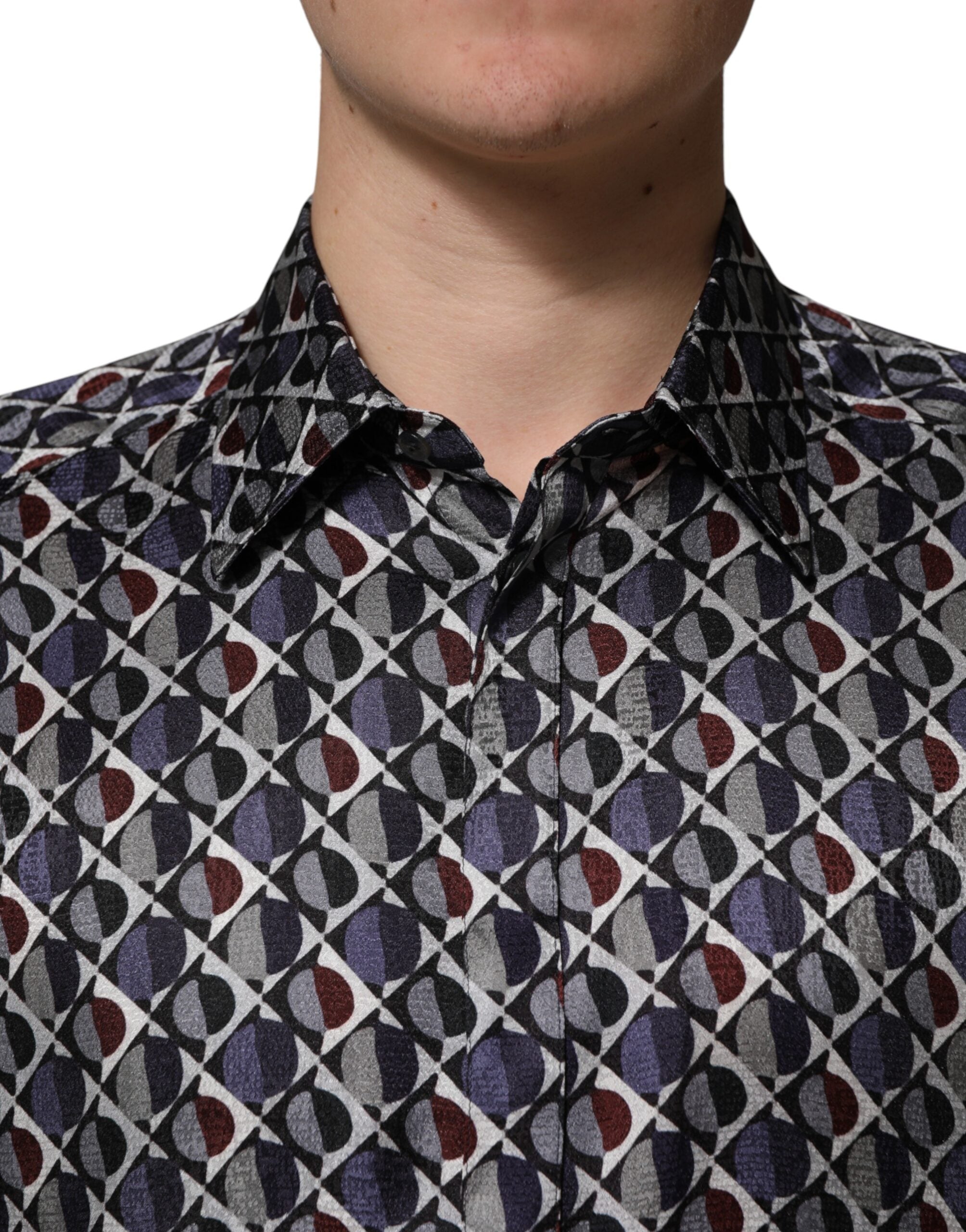 Dolce & Gabbana Multicolor Patterned Collared GOLD Men Dress Men's Shirt