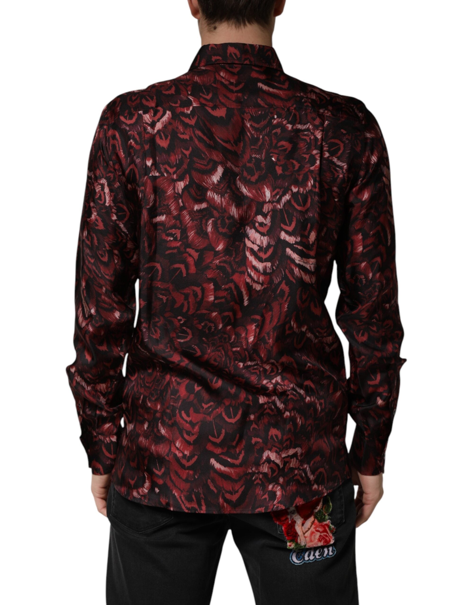Dolce & Gabbana Bordeaux Patterned Collared Men Dress Men's Shirt