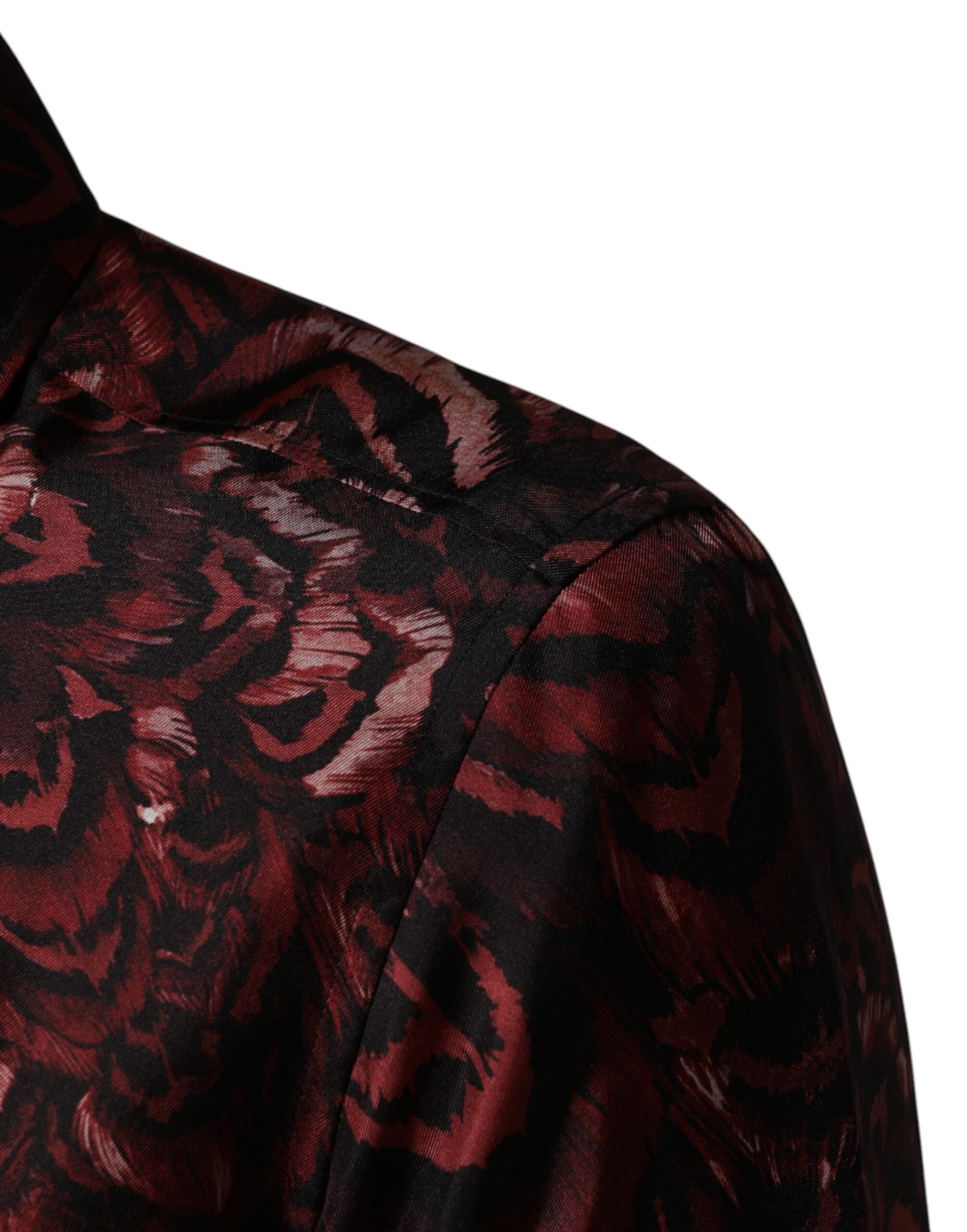 Dolce & Gabbana Bordeaux Patterned Collared Men Dress Men's Shirt