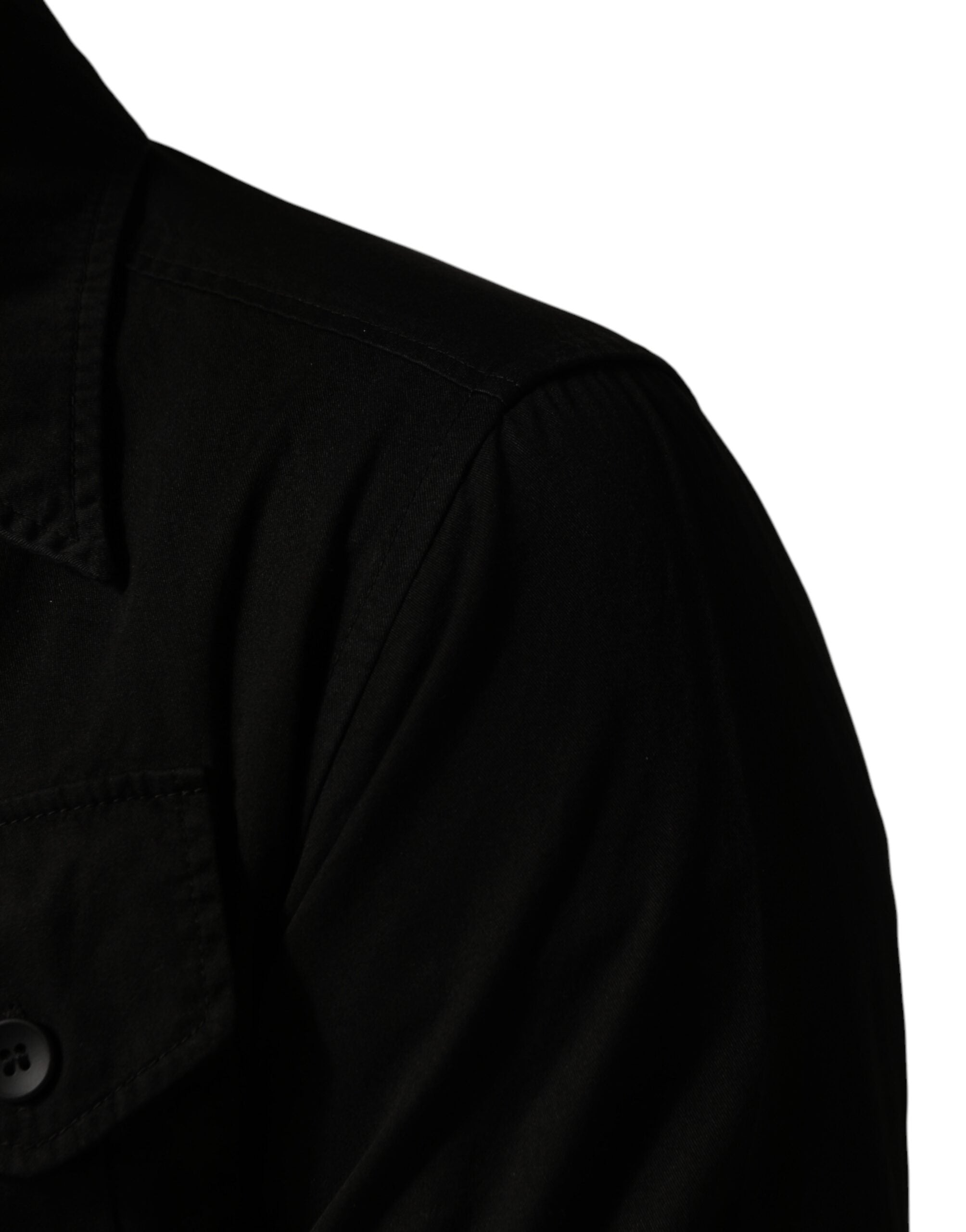 Dolce & Gabbana Black Cotton Collared Men Button Down Men's Shirt