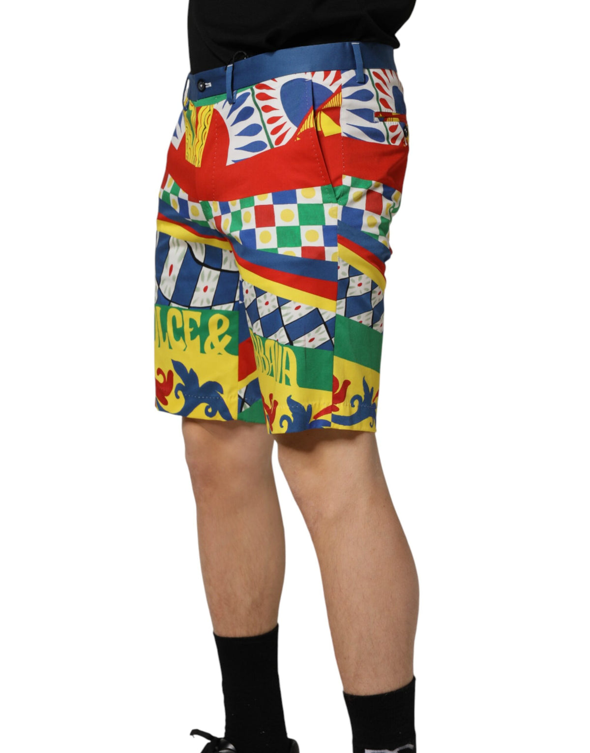 Dolce & Gabbana Multicolor Carretto Print Men Bermuda Men's Shorts (Pre-Owned)