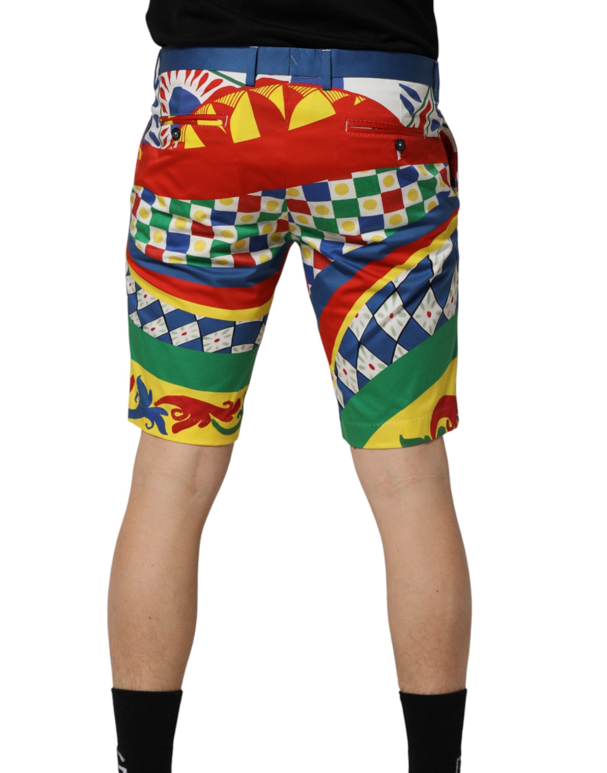 Dolce & Gabbana Multicolor Carretto Print Men Bermuda Men's Shorts (Pre-Owned)
