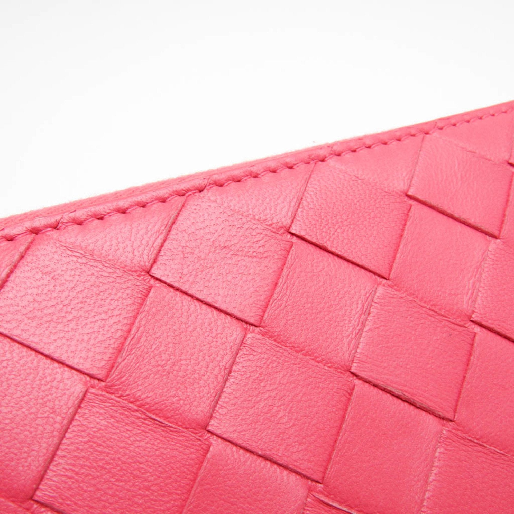 Bottega Veneta Intrecciato Pink Leather Wallet  (Pre-Owned)
