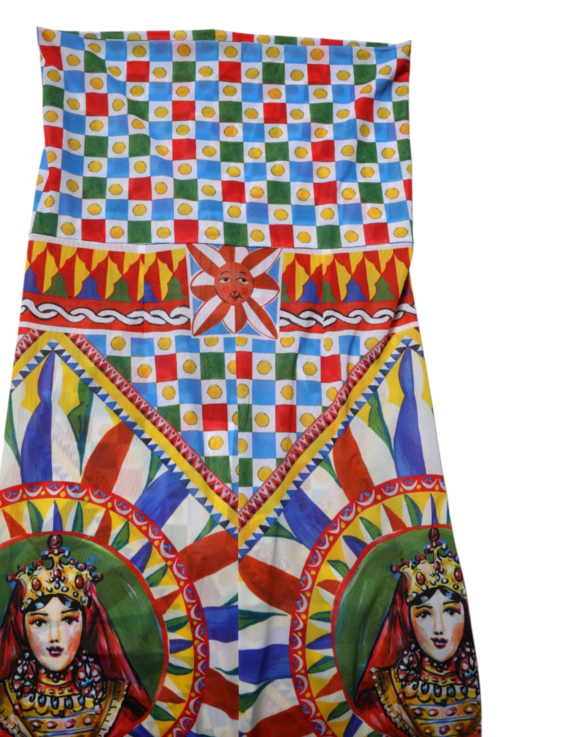Dolce & Gabbana Multicolor Carretto Leggings High Waist Women's Pants