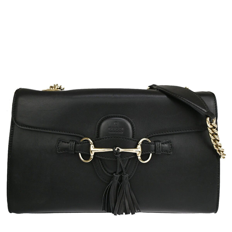 Gucci Emily Black Leather Shoulder Bag (Pre-Owned)
