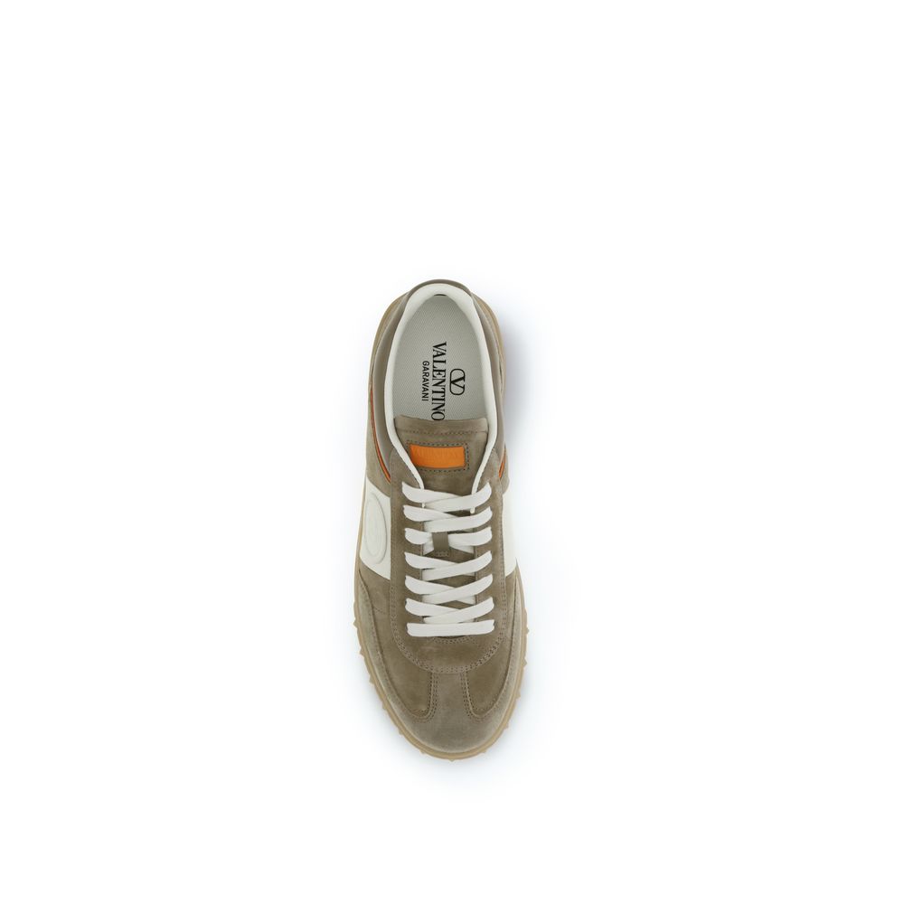 Valentino Garavani Beige Calf Leather Bos Taurus Low Top Men's Sneakers