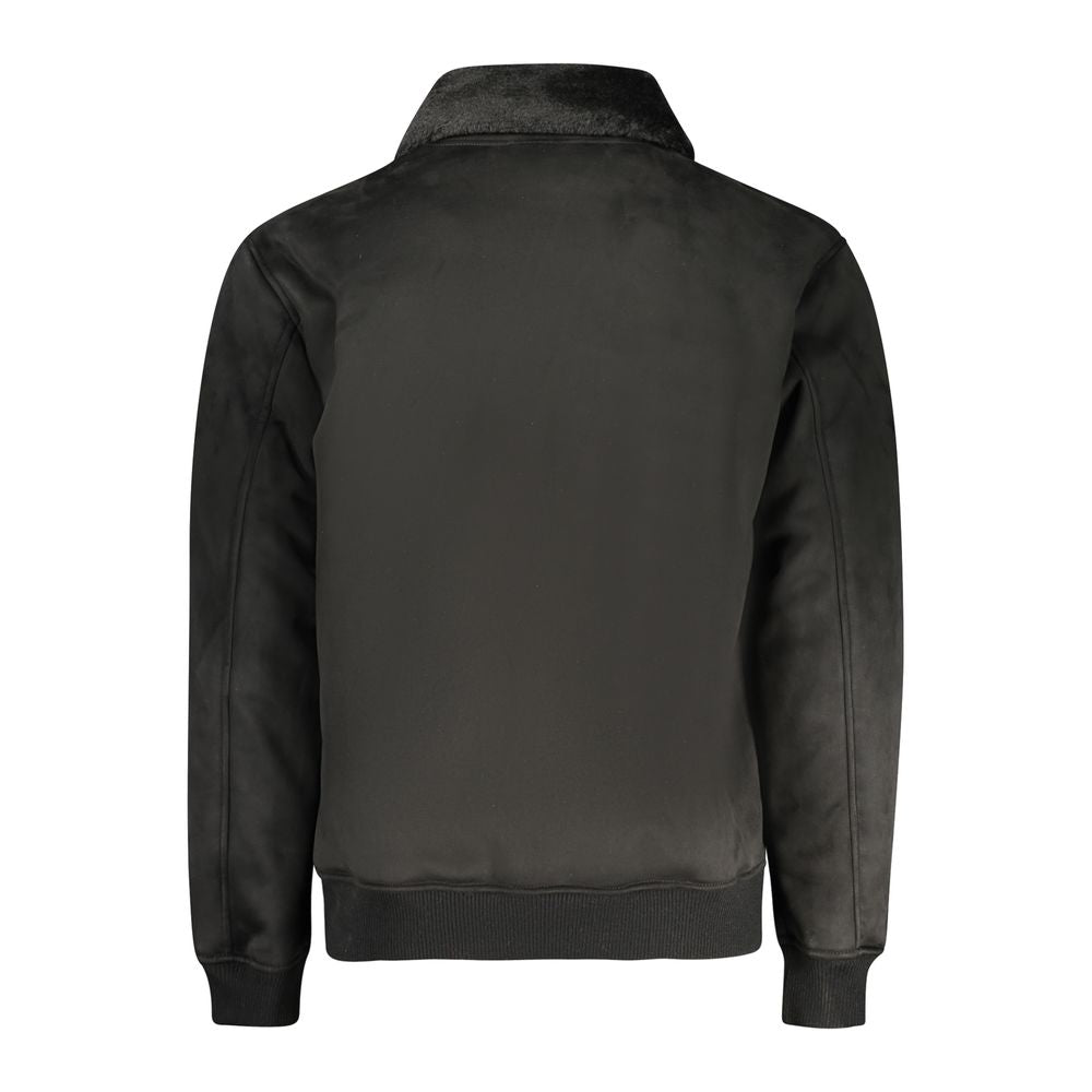 Guess Jeans Nero Poliuretano Men Men's Jacket