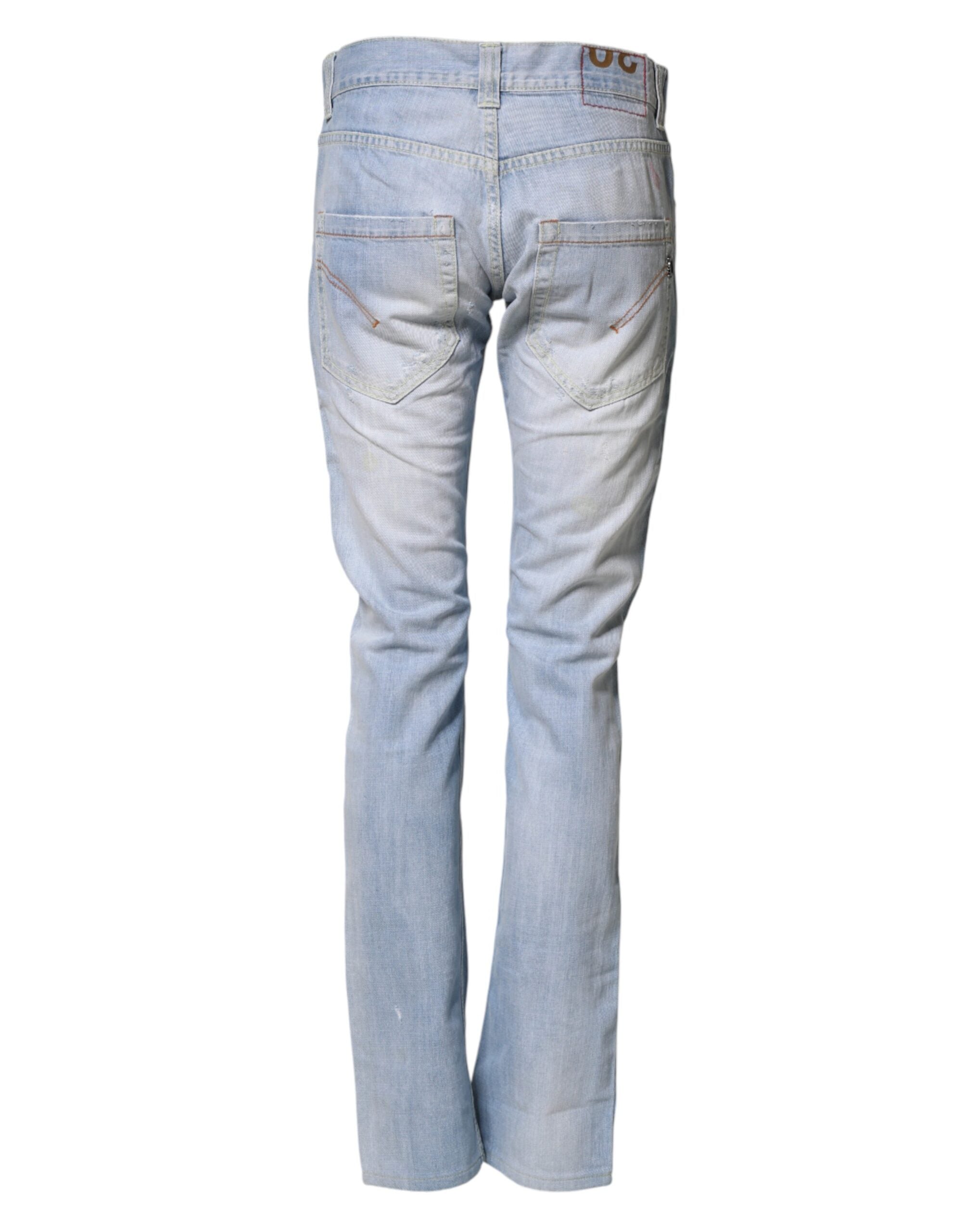 Dondup Light Blue Cotton Stretch Straight Denim Trouser Women's Jeans (Pre-Owned)